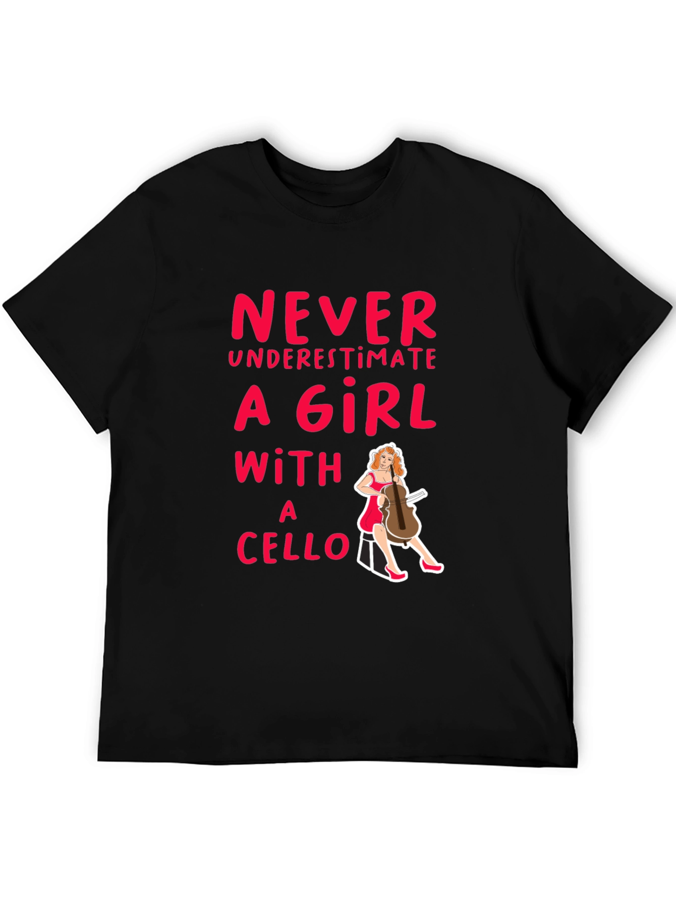 Black Never Underestimate A Girl With A Cello Black T-Shirt view 5