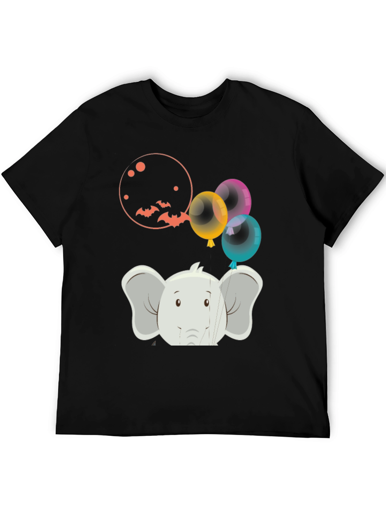 Black Elephant Balloons Graphic Tee - Fun & Unique view 5