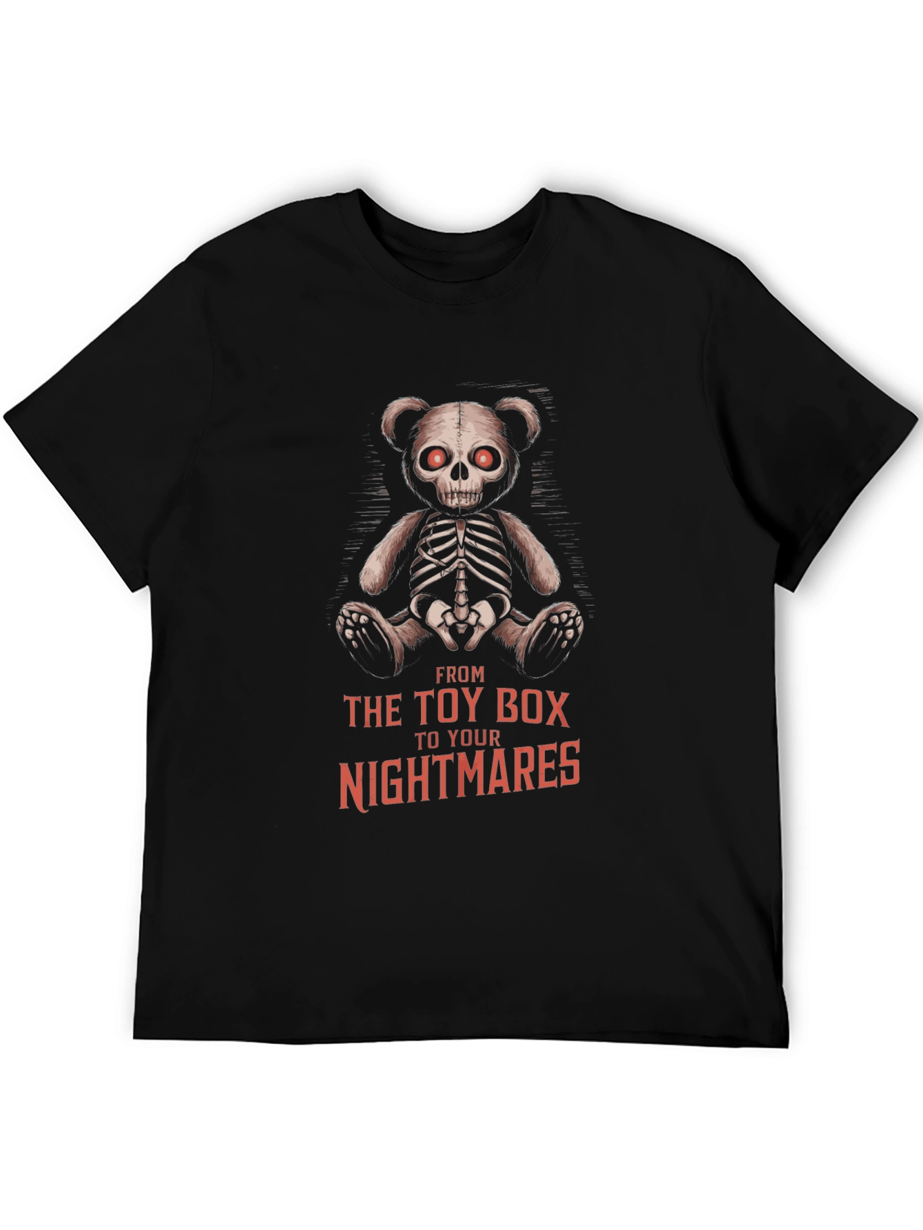 Black Creepy Teddy Bear Skeleton T-Shirt view 5