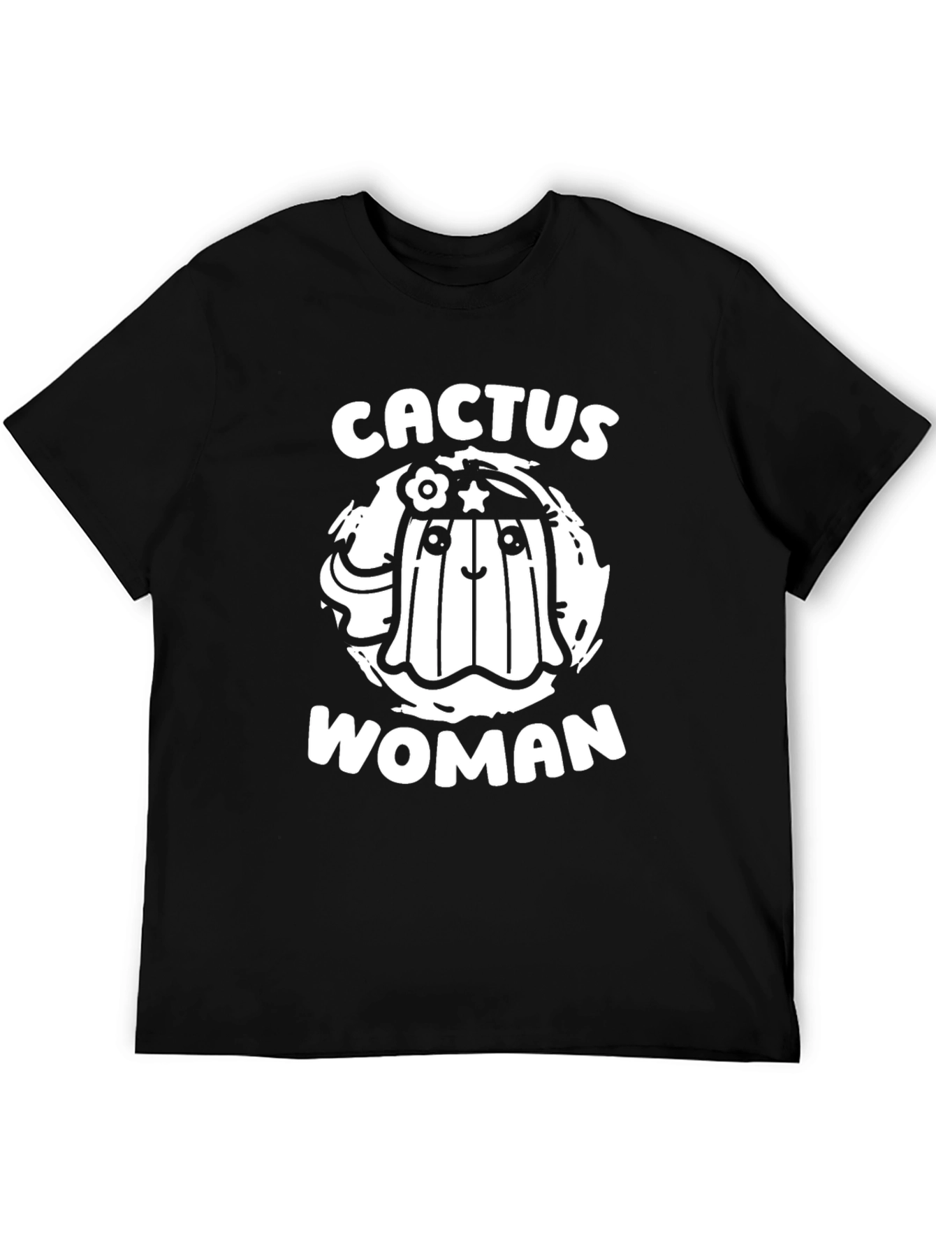 Black Cactus Woman Graphic Tee - Fun Novelty T-Shirt view 5