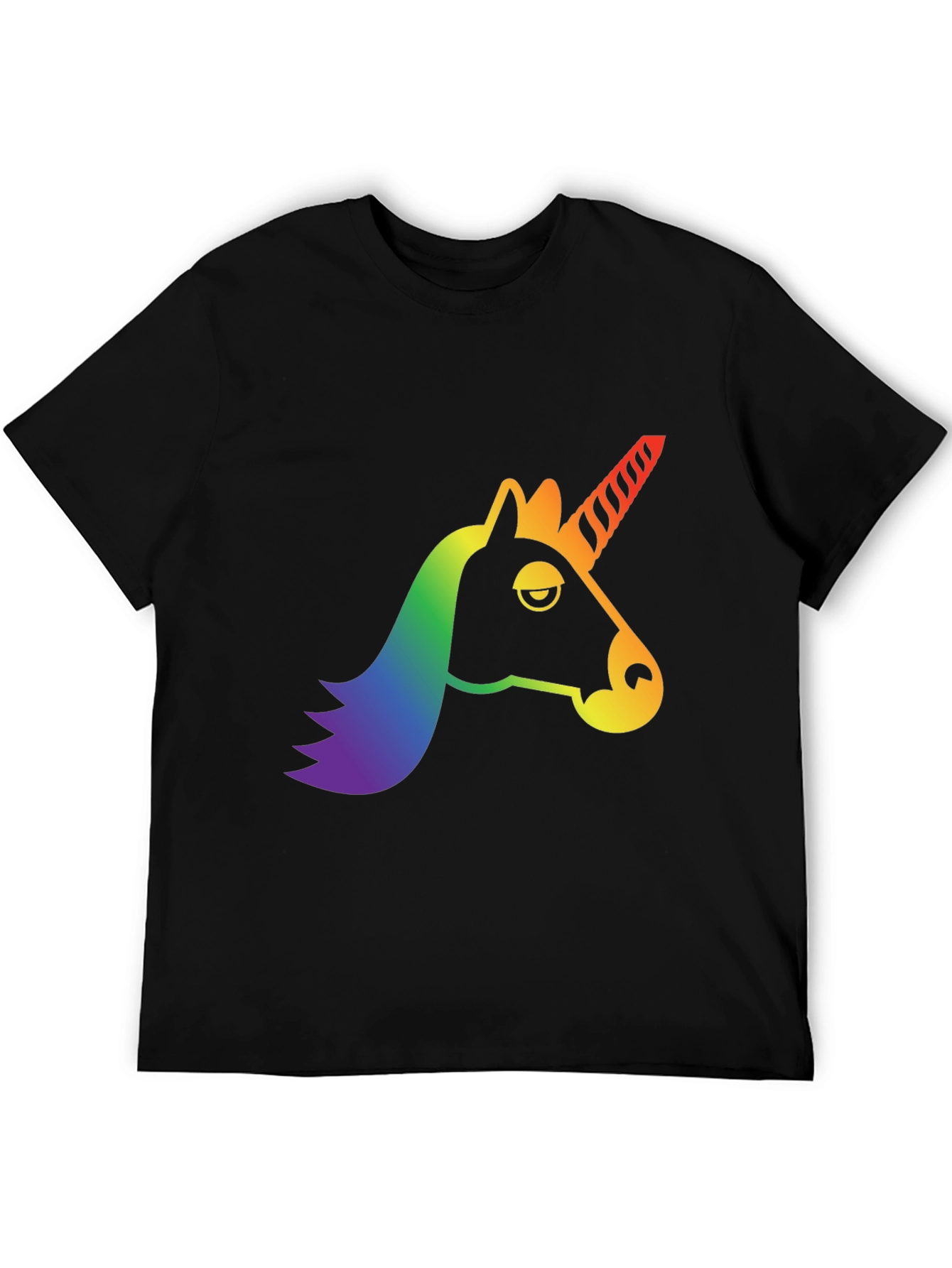 Black Rainbow Unicorn Graphic Tee - Men's Black T-Shirt view 5