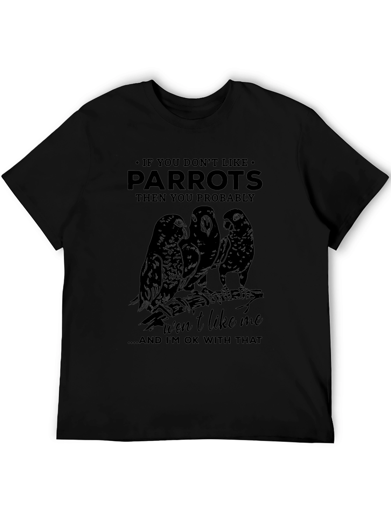 Black Parrot Graphic Print Crew Neck T-Shirt view 5