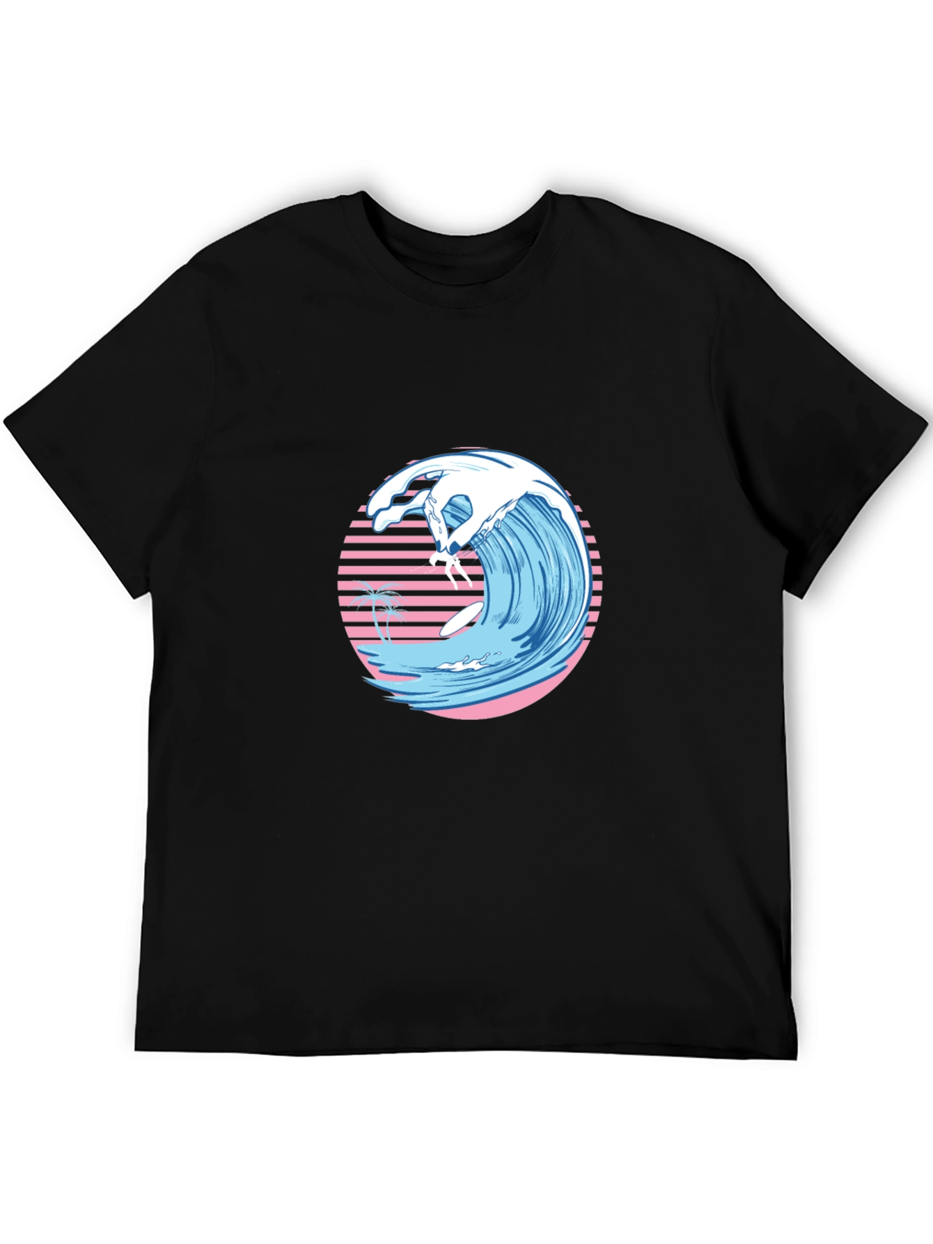 Black Retro Wave Surfer Graphic Tee view 5