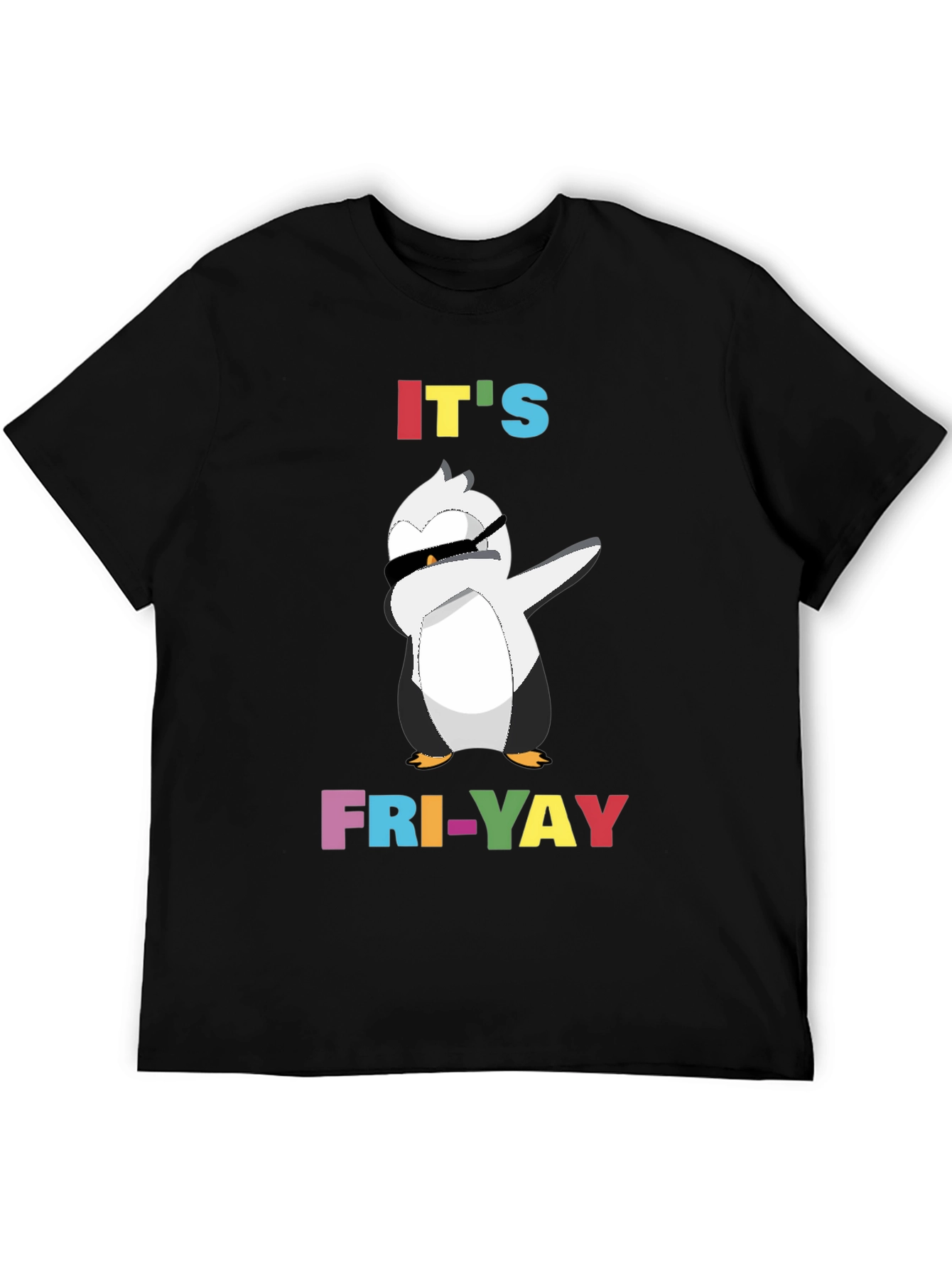 Black It's Fri-Yay Penguin Dabbing T-Shirt view 5