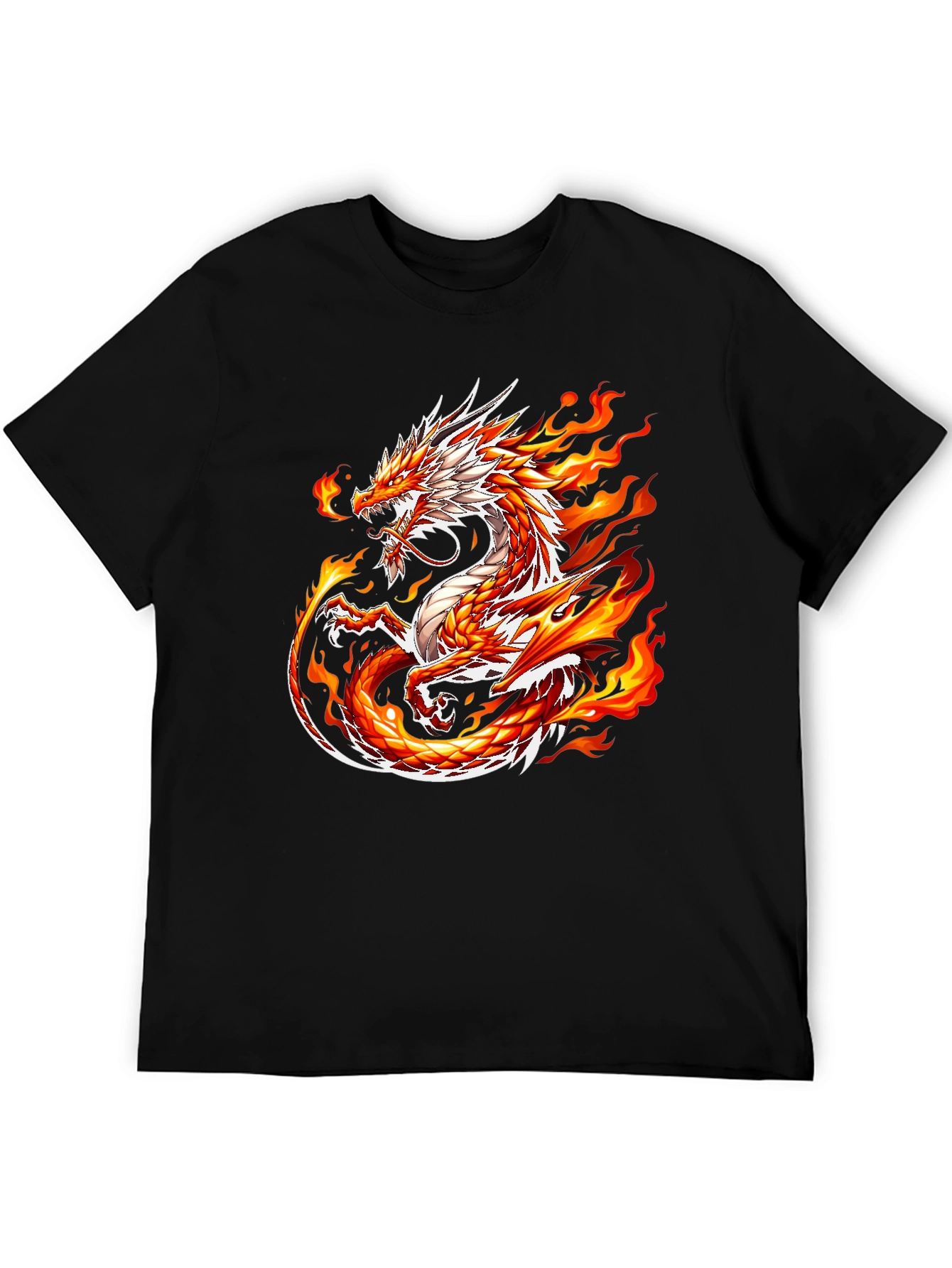 Black Fiery Dragon Graphic Tee - Men's Black T-Shirt view 5