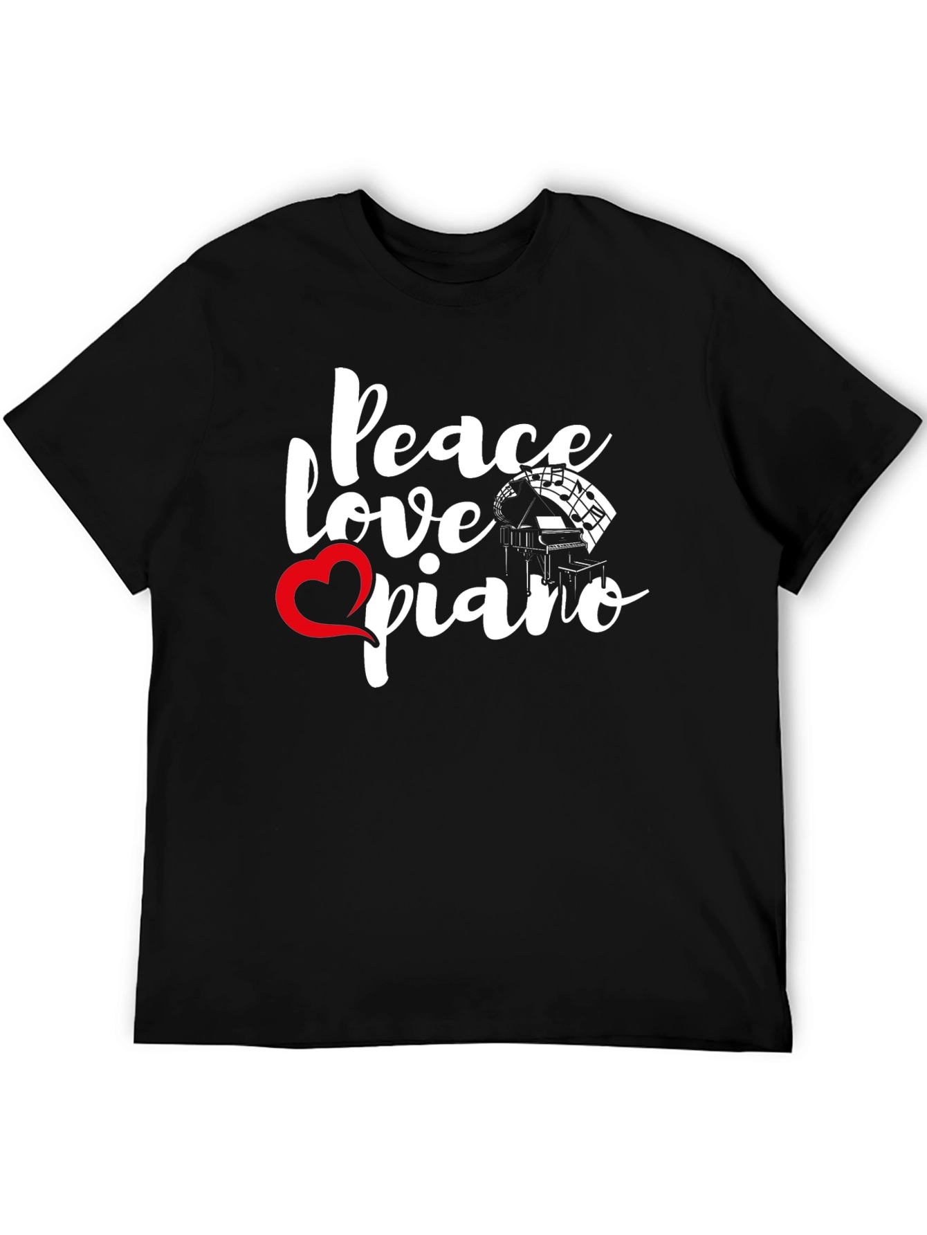 Black Peace Love Piano Graphic Tee view 5