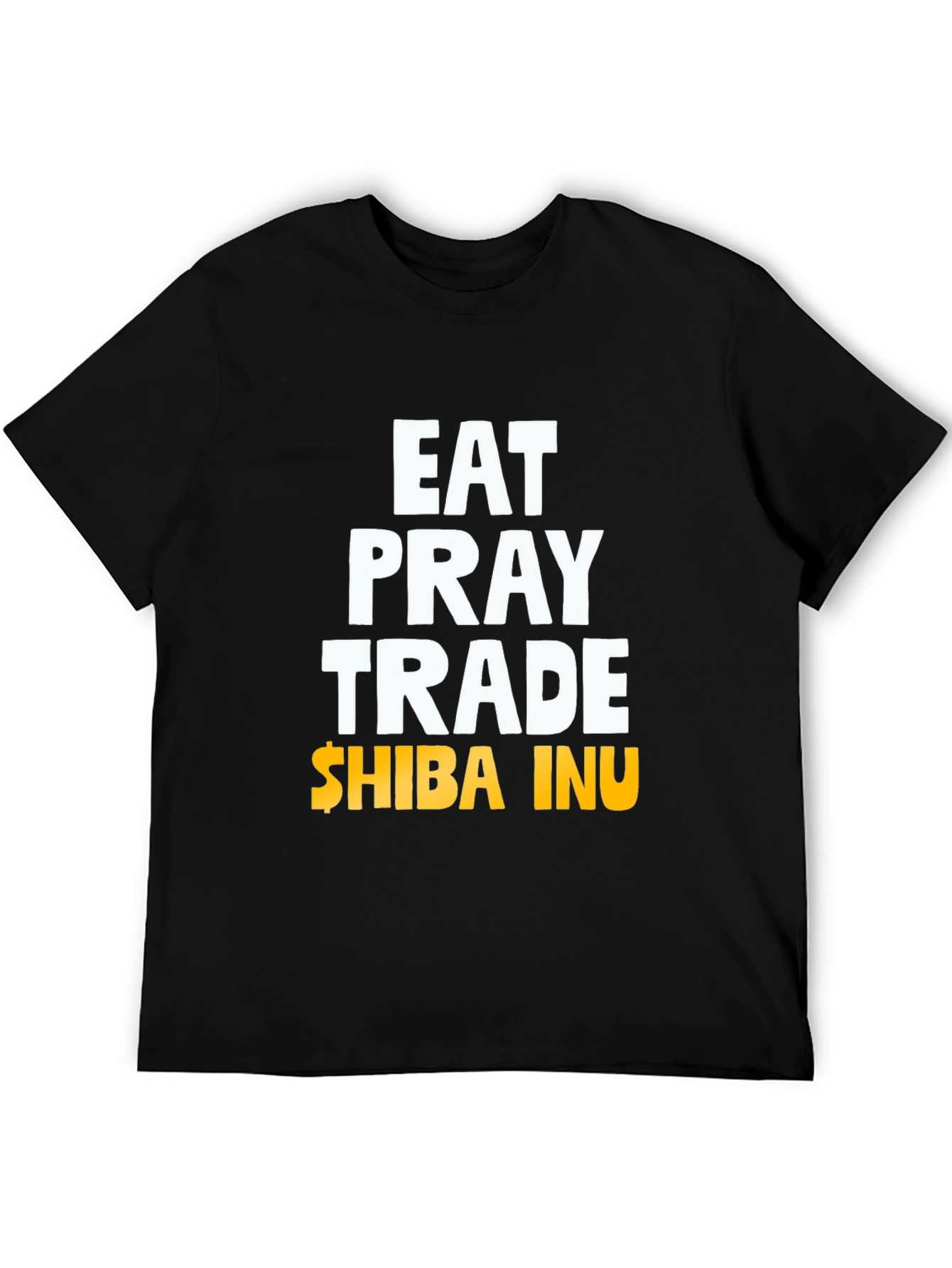 Black Eat Pray Trade Shiba Inu T-Shirt view 5