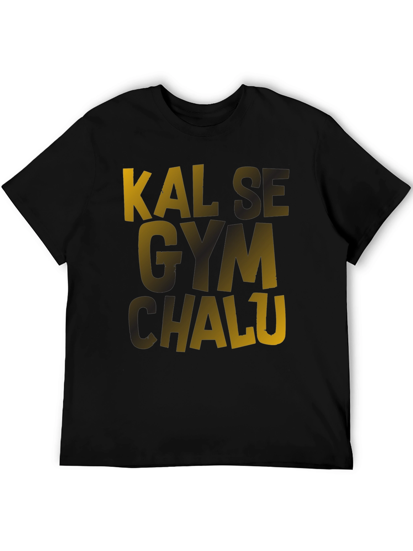 Black Kal Se Gym Chalu Men's Black T-Shirt view 5