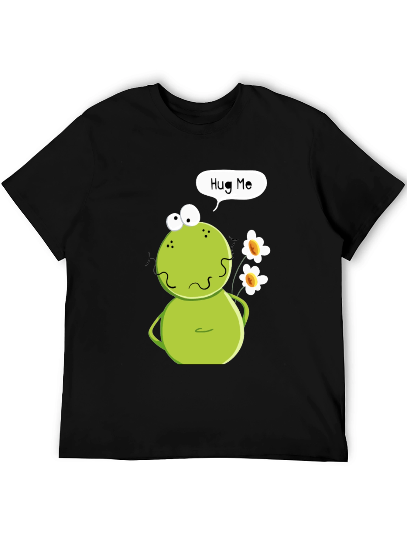 Black Funny Frog Hug Me Graphic T-Shirt view 5