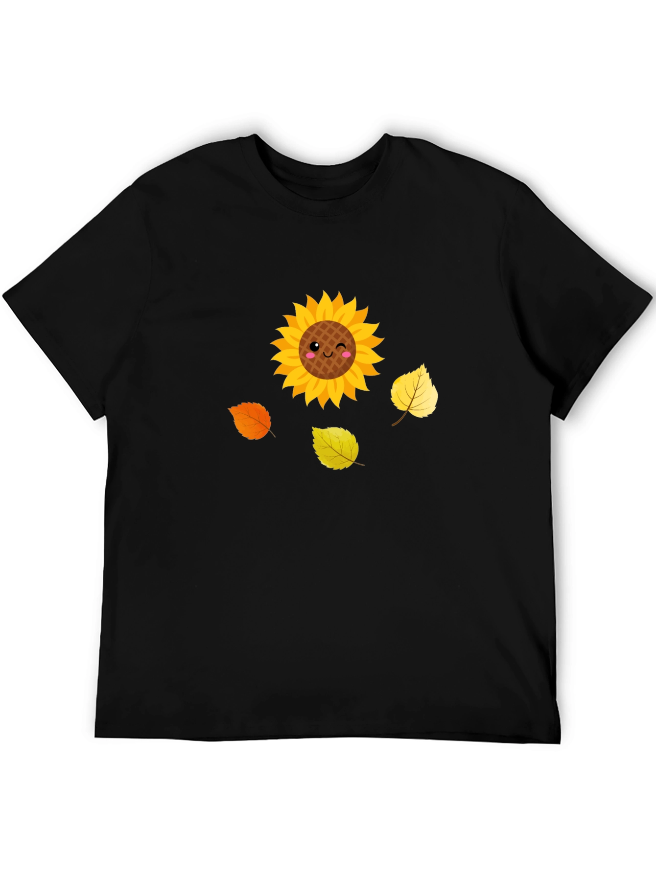 Black Cute Sunflower Graphic Tee - Black view 5