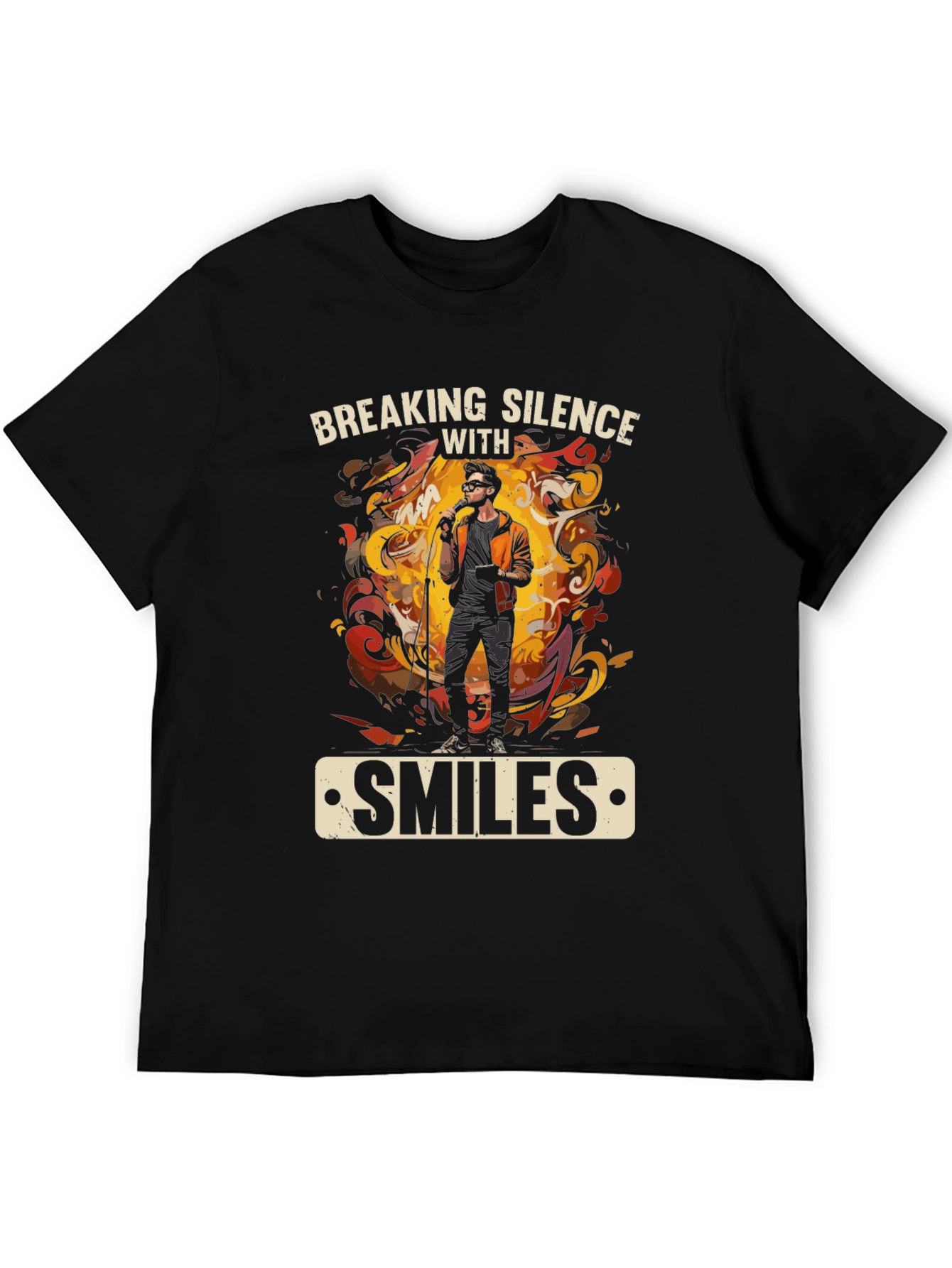 Black Breaking Silence With Smiles Graphic Tee view 5