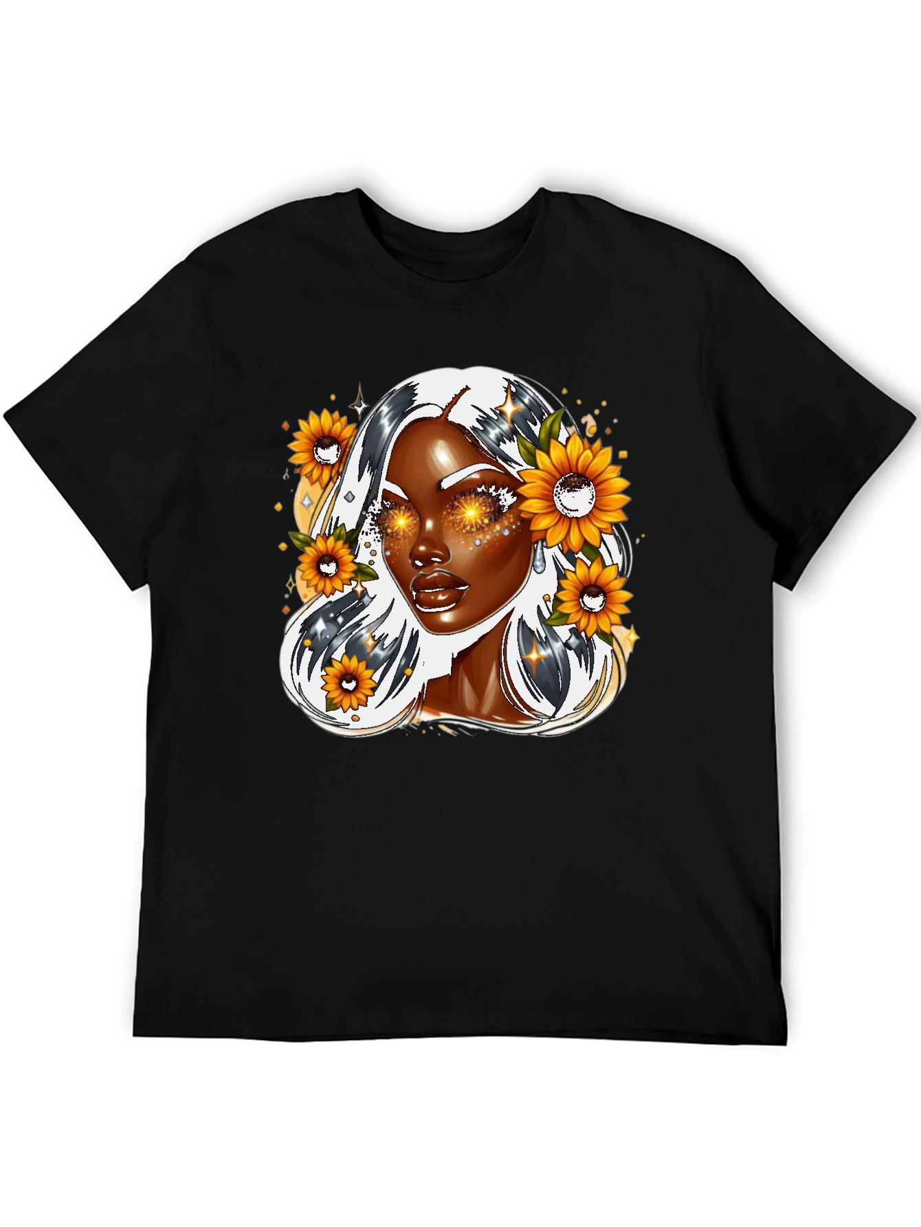 Black Sunflower Goddess Graphic Tee - Black view 5