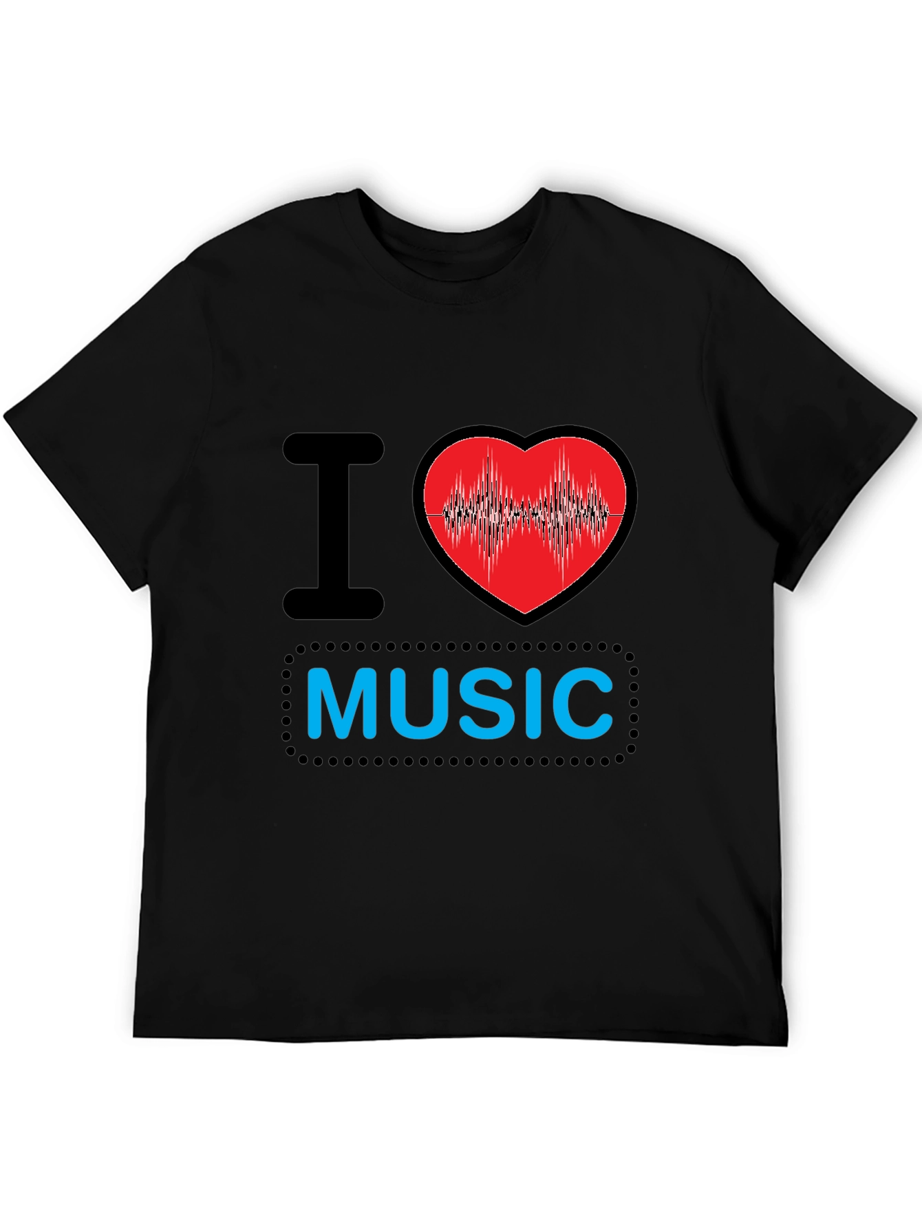 Black I Heart Music Black T-Shirt view 5