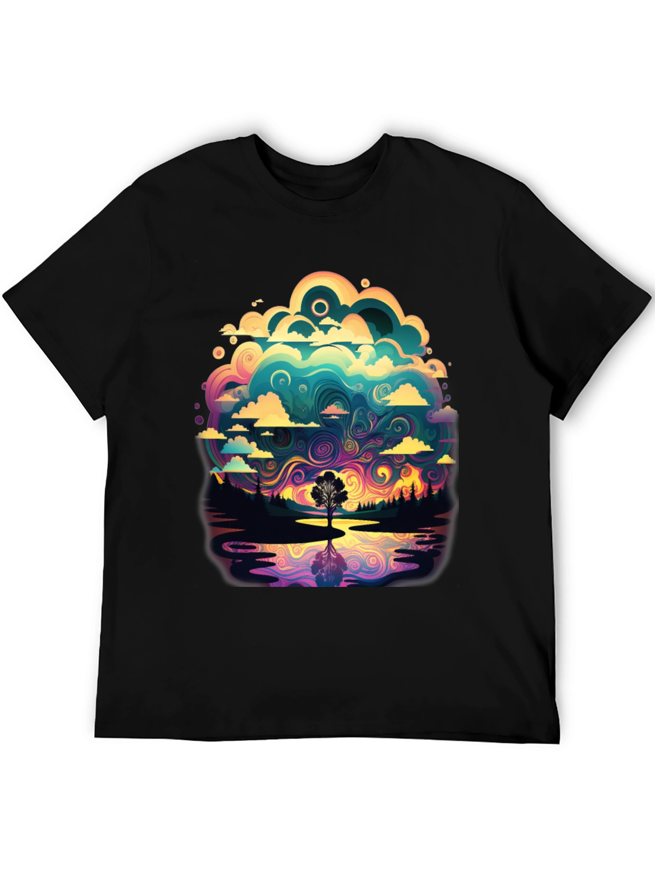 Black Vivid Psychedelic Nature T-Shirt view 5