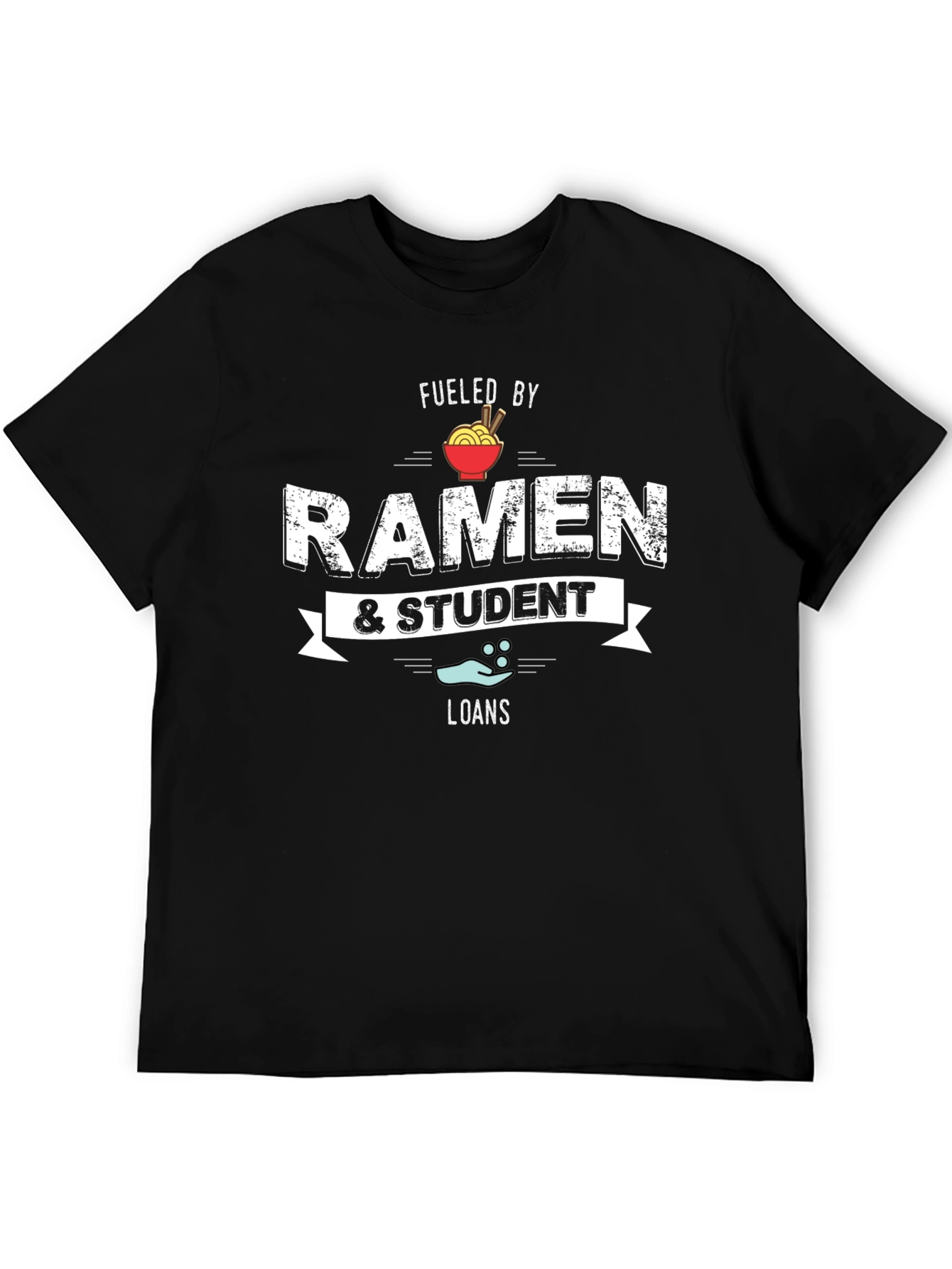 Black Fueled by Ramen & Student Loans Graphic T-Shirt view 5