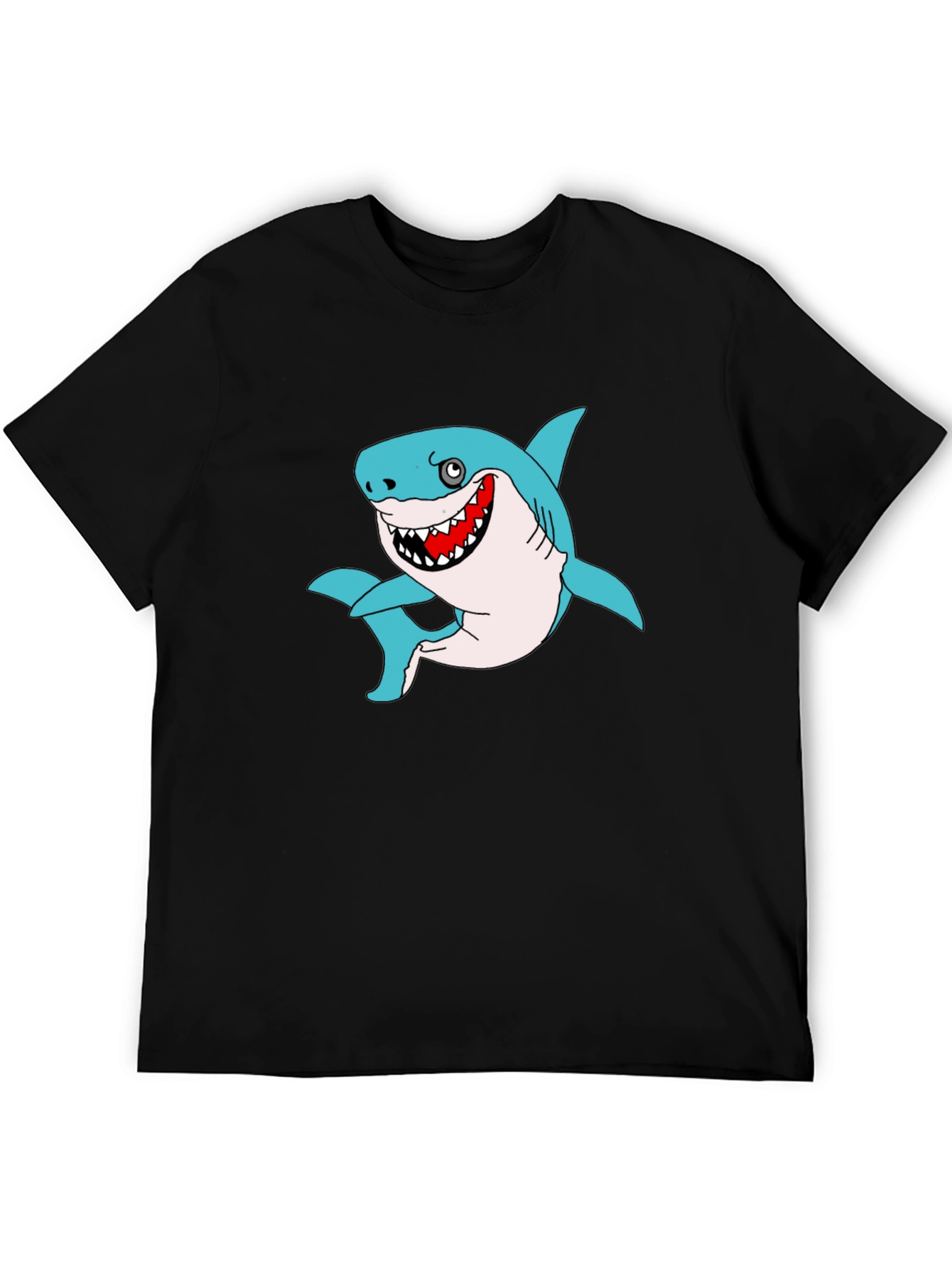 Black Funny Shark Graphic Black T-Shirt view 5