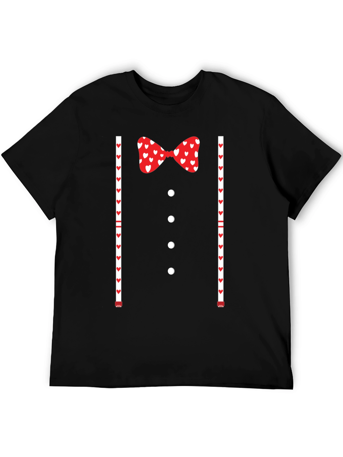 Valentine's Tuxedo Bowtie Heart Print T-Shirt - 5