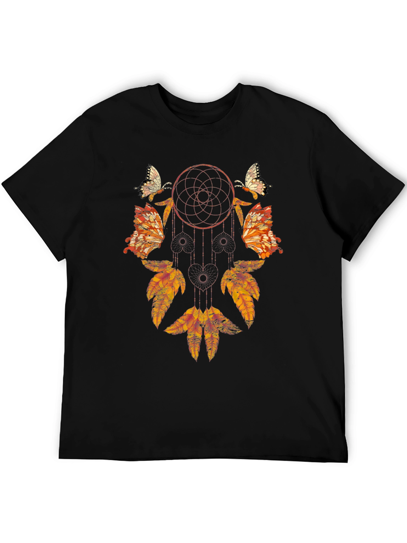 Black Dreamcatcher Butterfly Graphic Tee - Stylish Black Shirt view 5