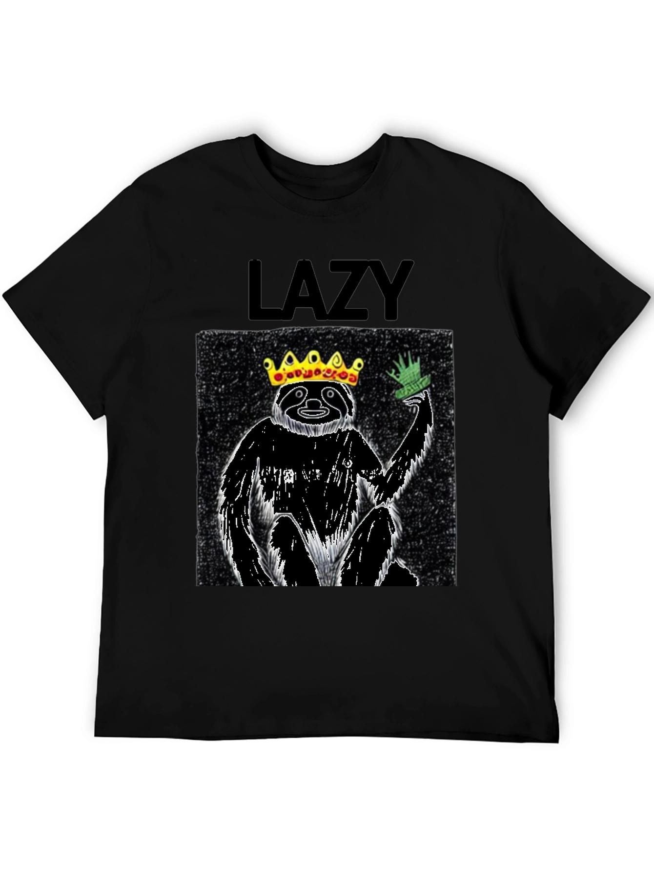 Black Lazy King Sloth Graphic Tee - Black Cotton T-Shirt view 5