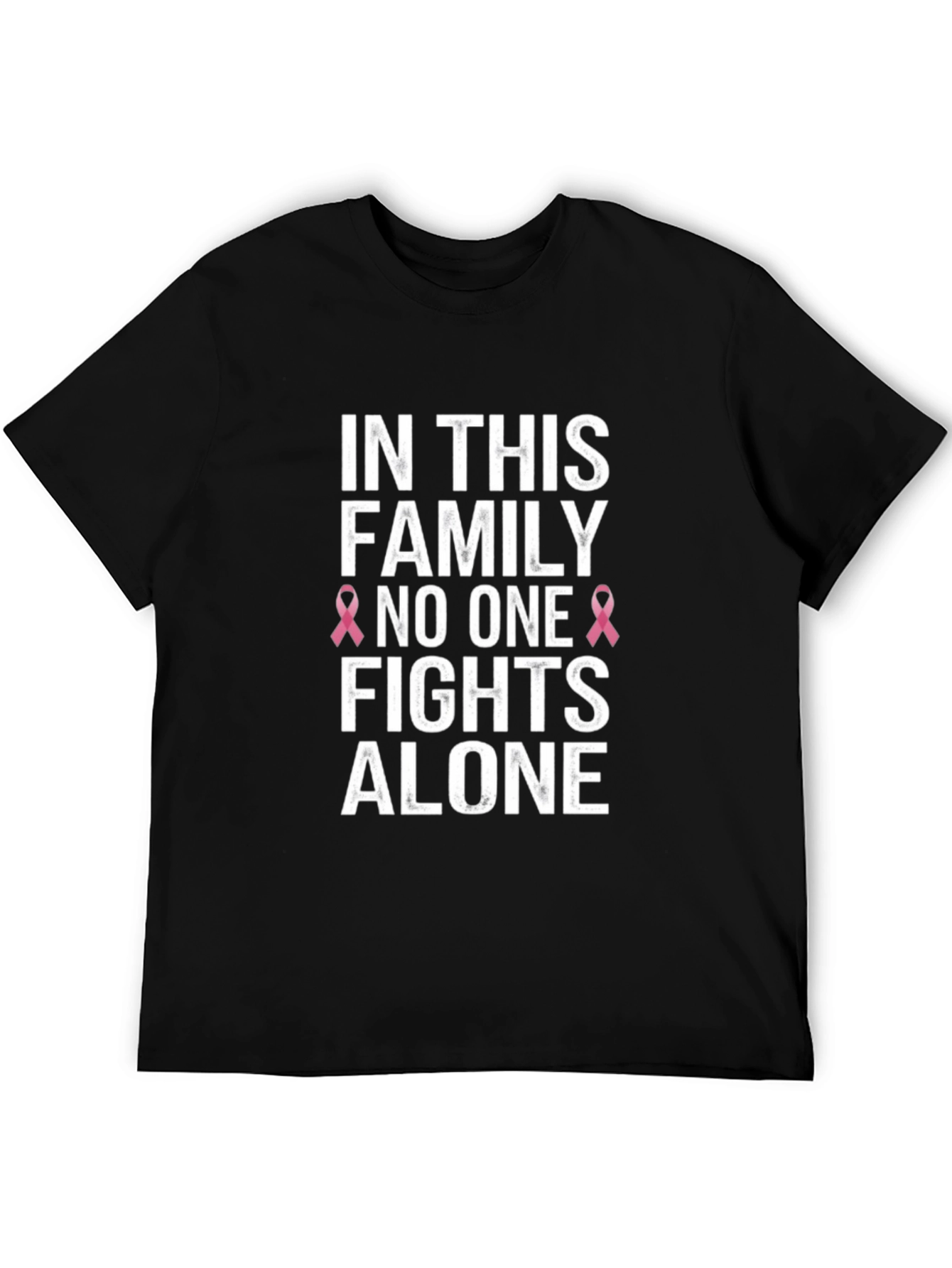 Black Breast Cancer Awareness T-Shirt - "No One Fights Alone" view 5