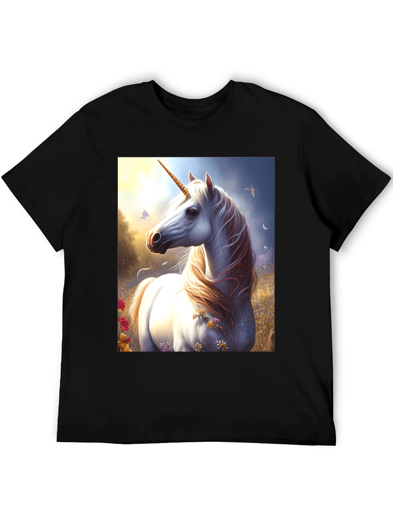 Black Unicorn Graphic Tee - Fantasy Black T-Shirt view 5