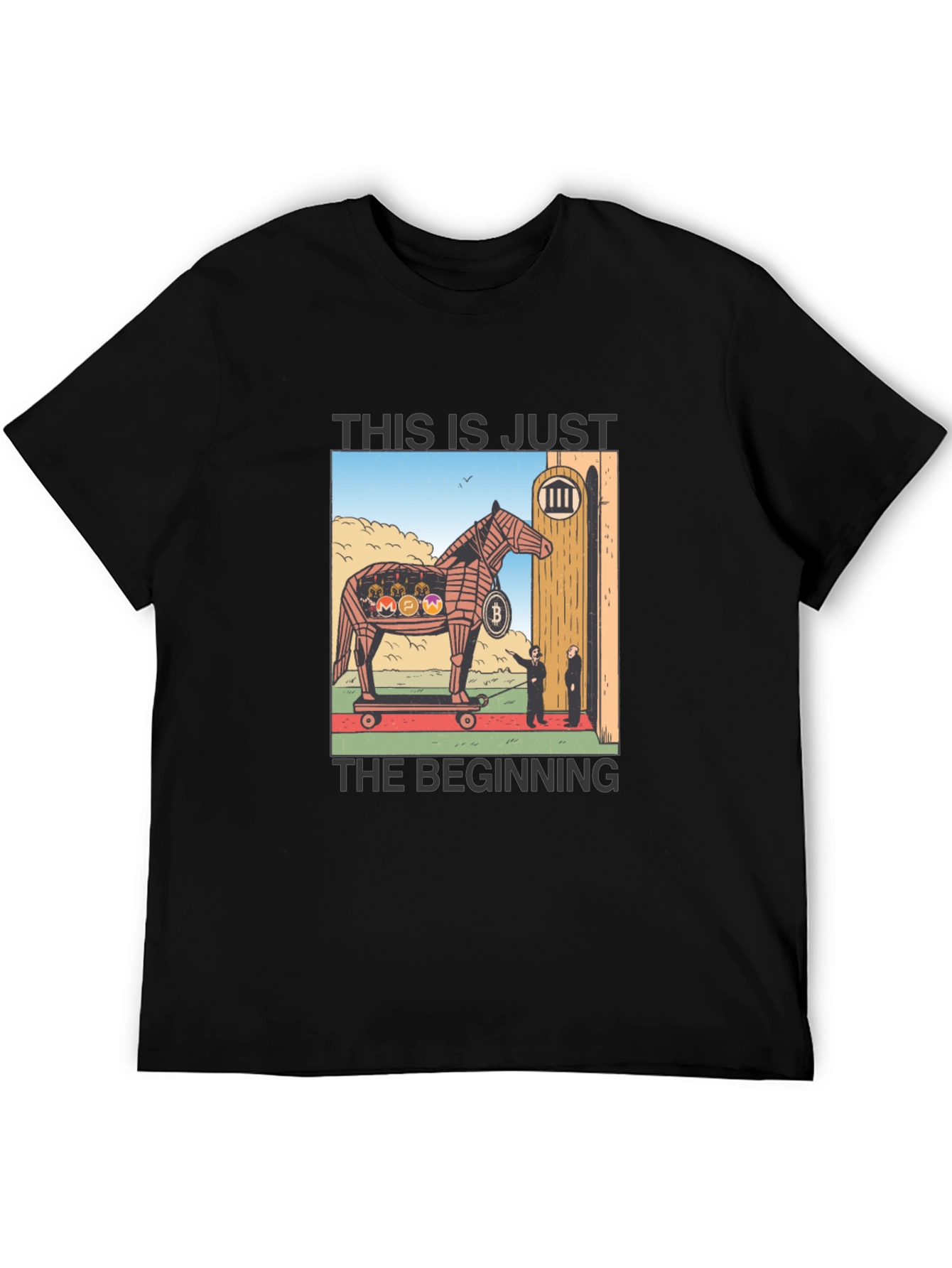 Black Crypto Trojan Horse T-Shirt - Bitcoin & Altcoins view 5