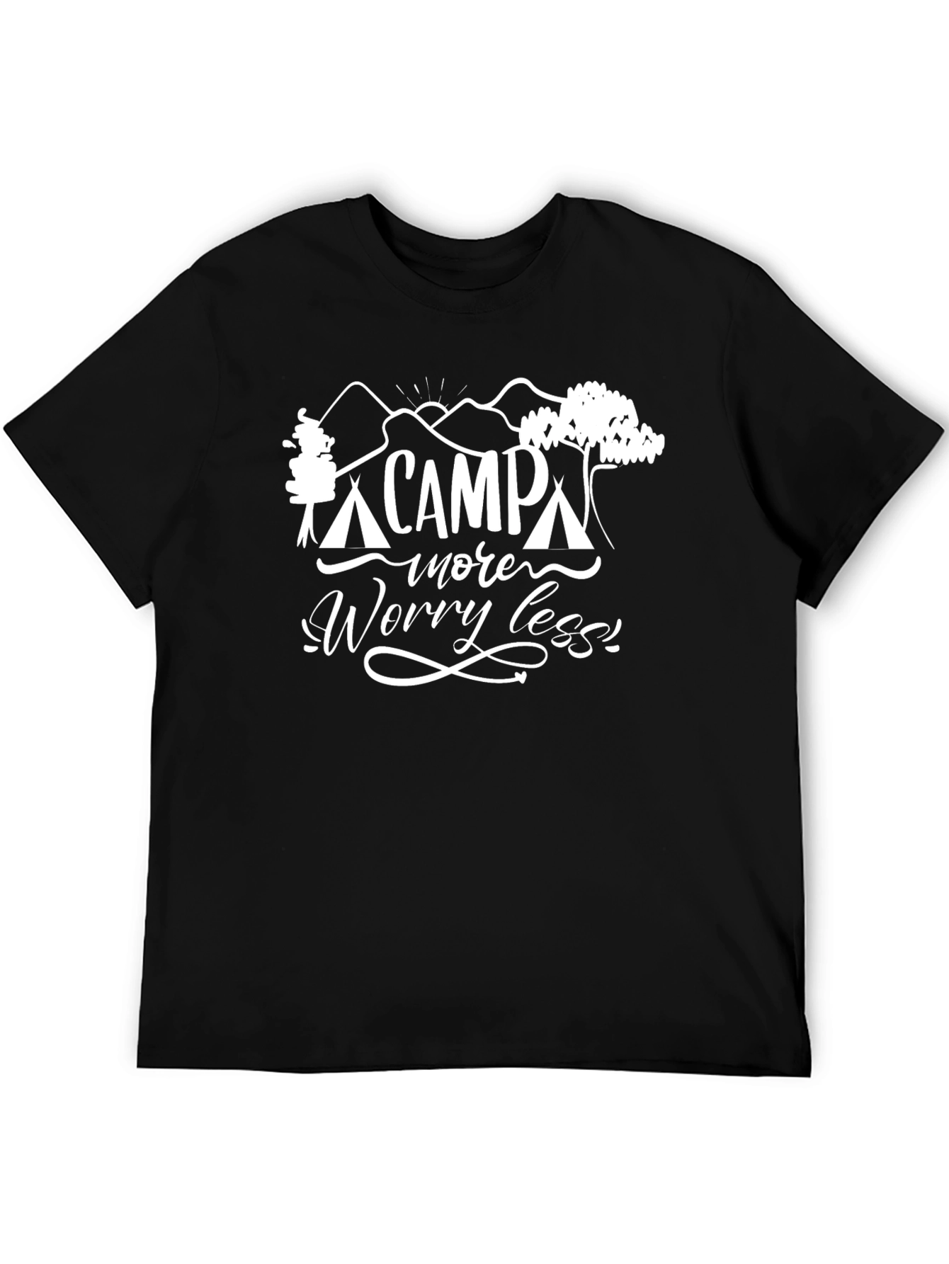 Black Camp More Worry Less Graphic T-Shirt - Black view 5