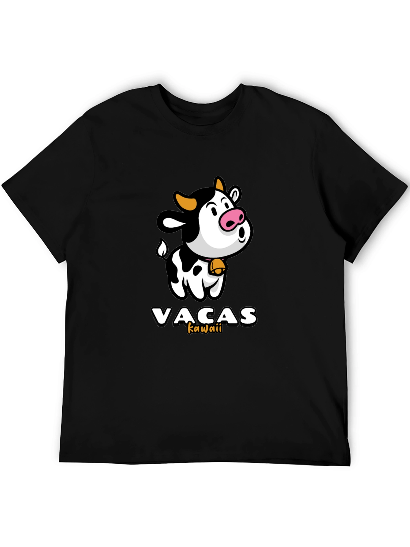 Black Kawaii Cow T-Shirt - Cute Animal Graphic Tee view 5