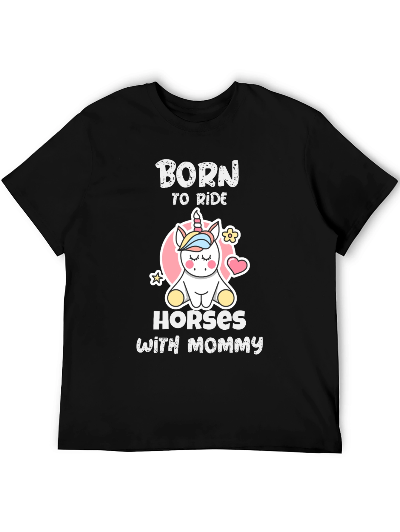 Black Born To Ride Horses With Mommy T-Shirt view 5