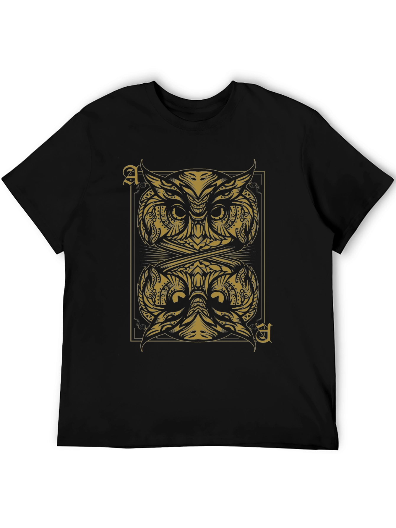 Black Ace of Owls Graphic Tee - Black Cotton T-Shirt view 5