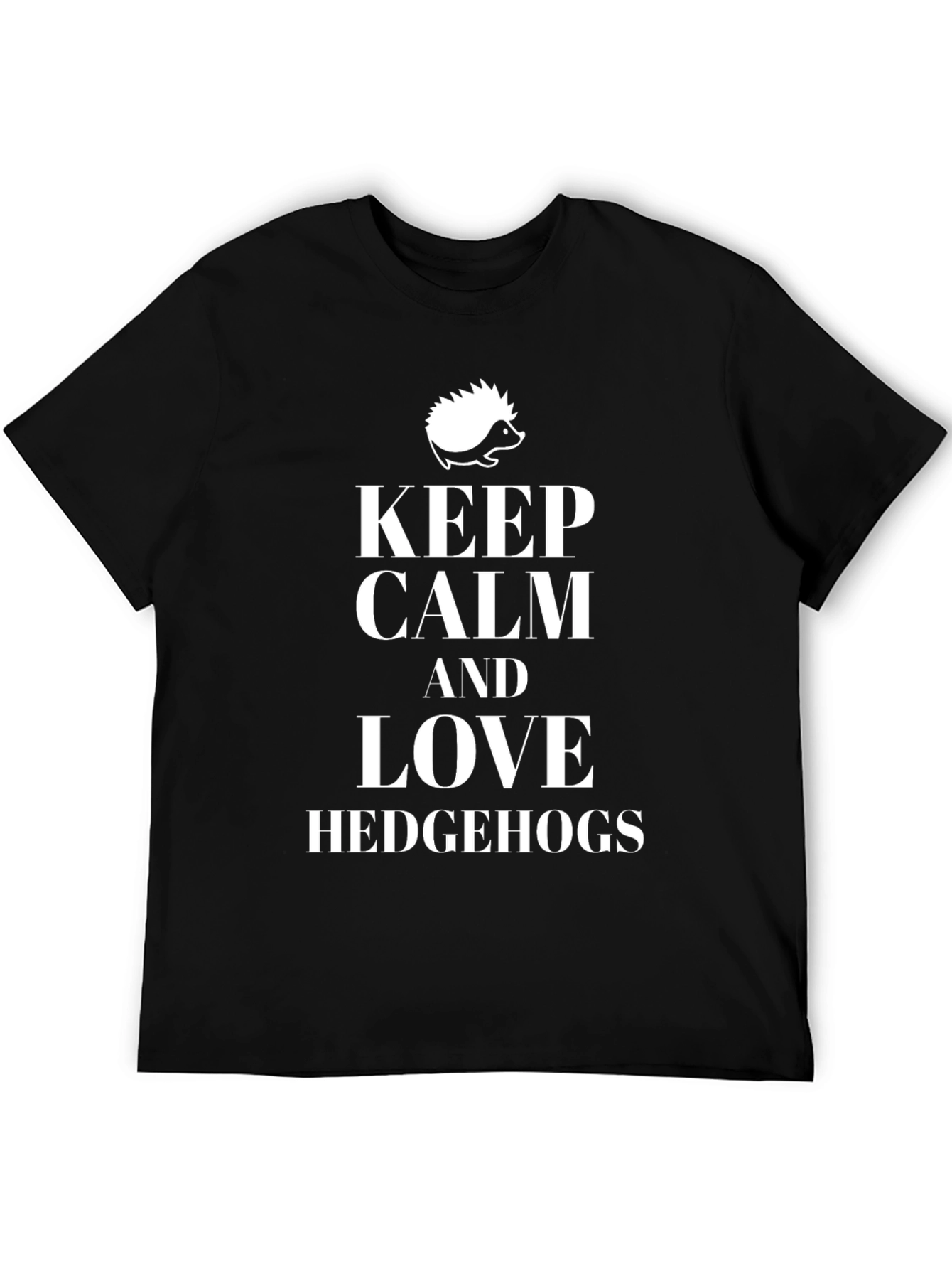 Black Keep Calm and Love Hedgehogs T-Shirt view 5