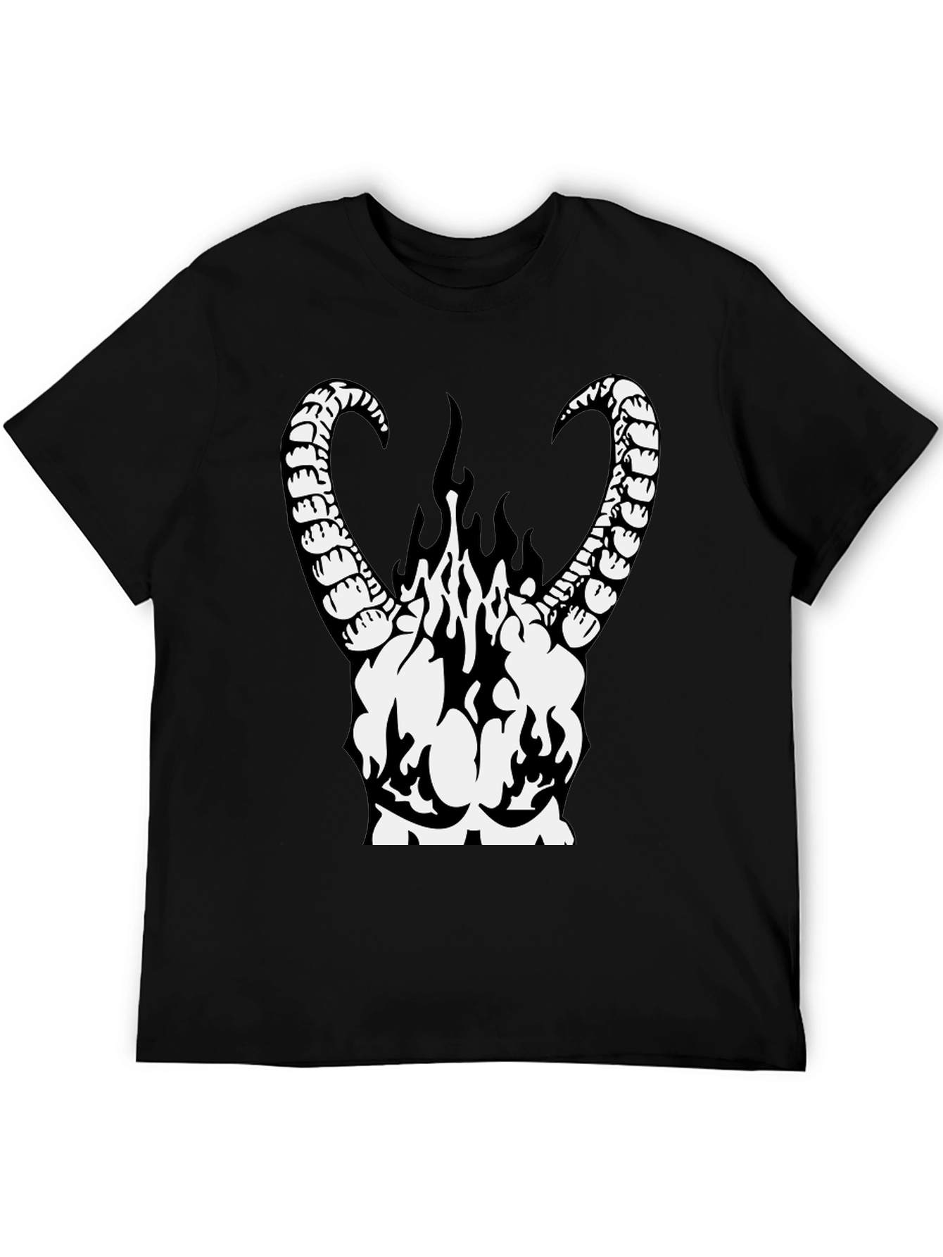 Black Infernal Horns Graphic T-Shirt - Black Cotton Tee view 5