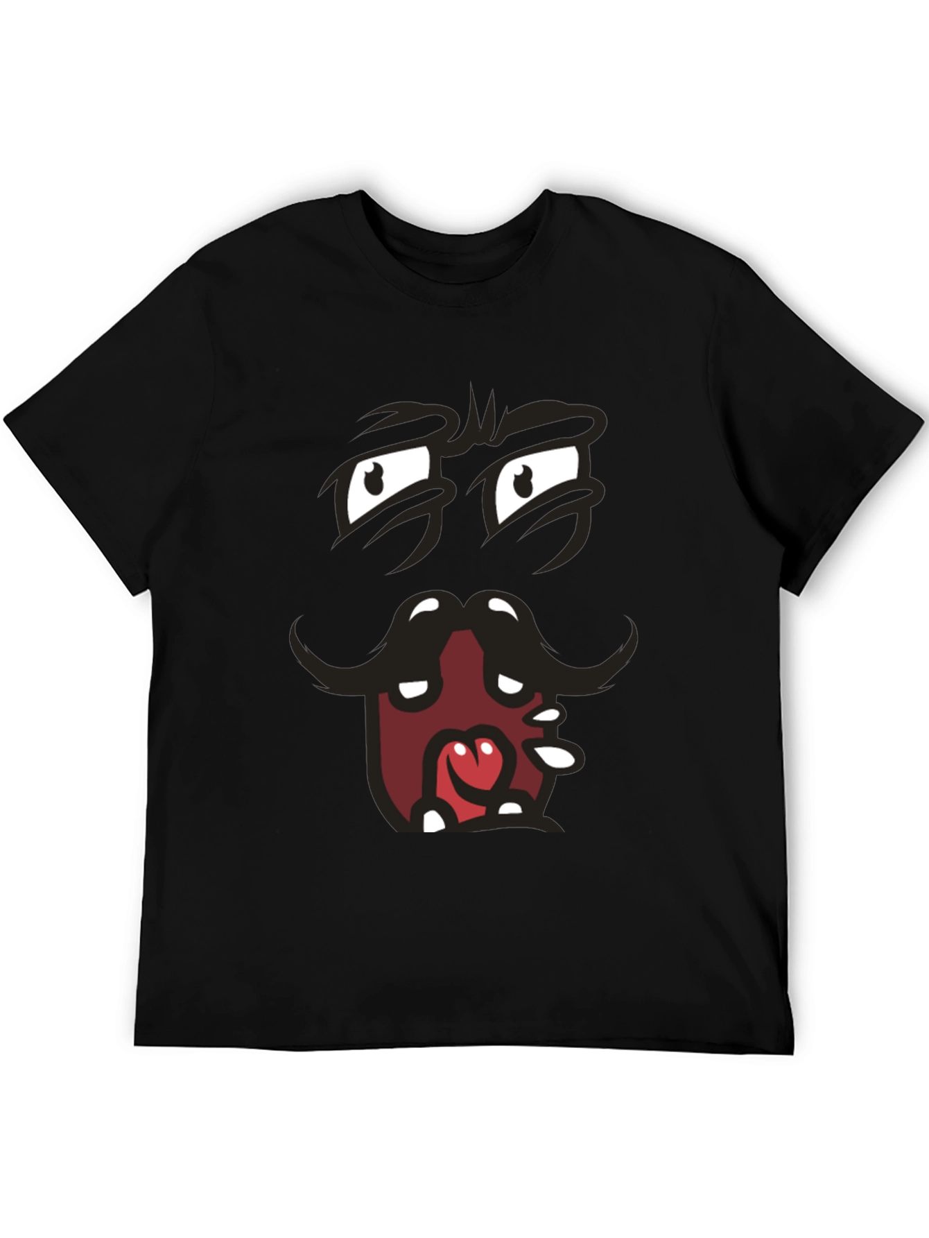 Black Funny Cartoon Face Graphic Black T-Shirt view 5