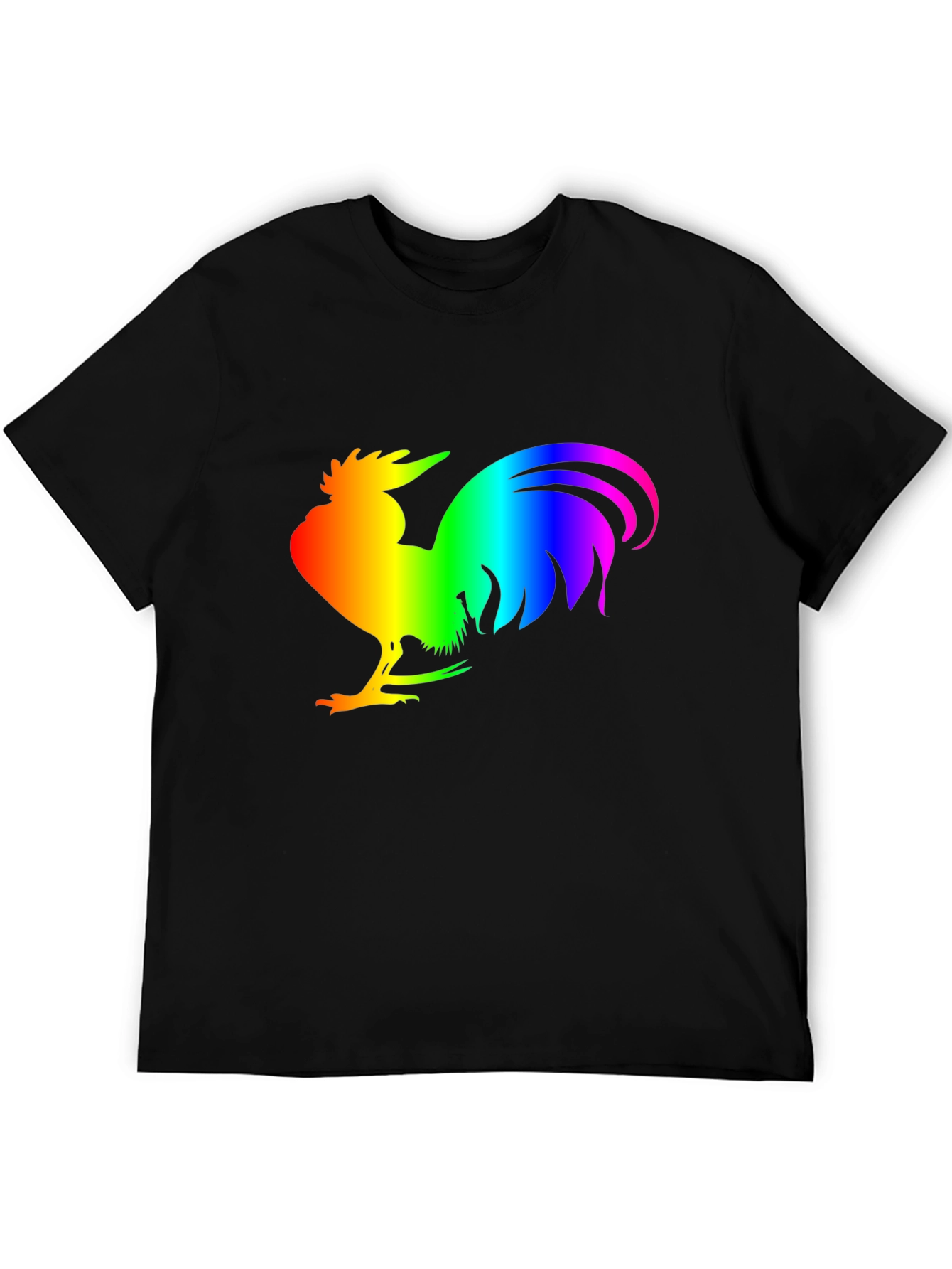 Black Rainbow Rooster Graphic Tee - Black Cotton Comfort view 5