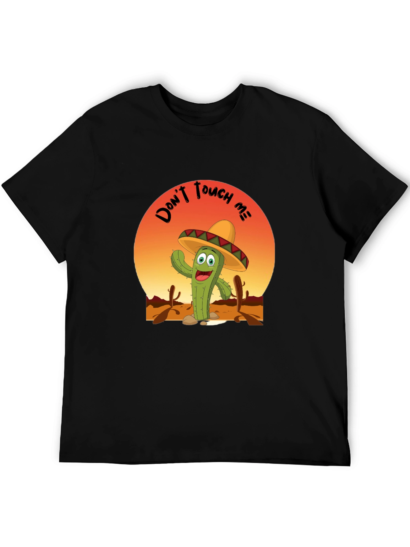 Black Funny Cactus 'Don't Touch Me' T-Shirt view 5