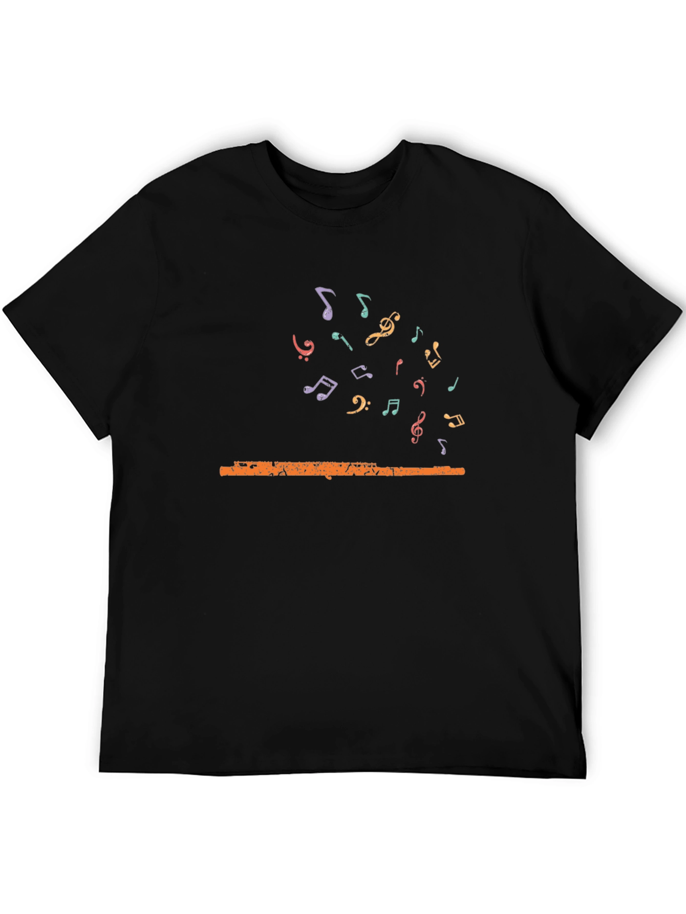 Black Musical Flute Graphic Tee - Unisex Black T-Shirt view 5