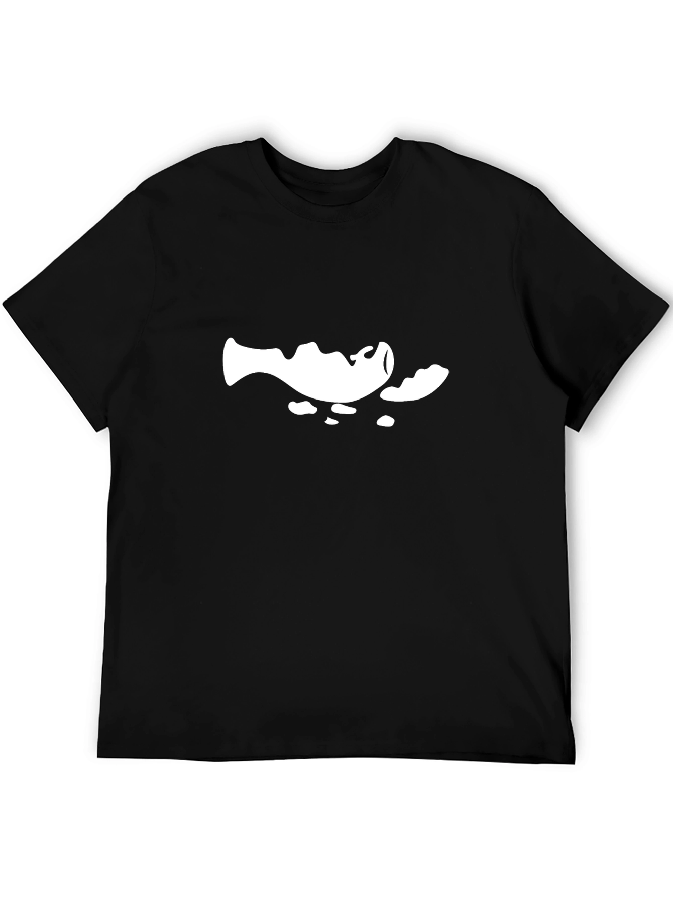 Black Black T-Shirt with Artistic Fish Design view 5