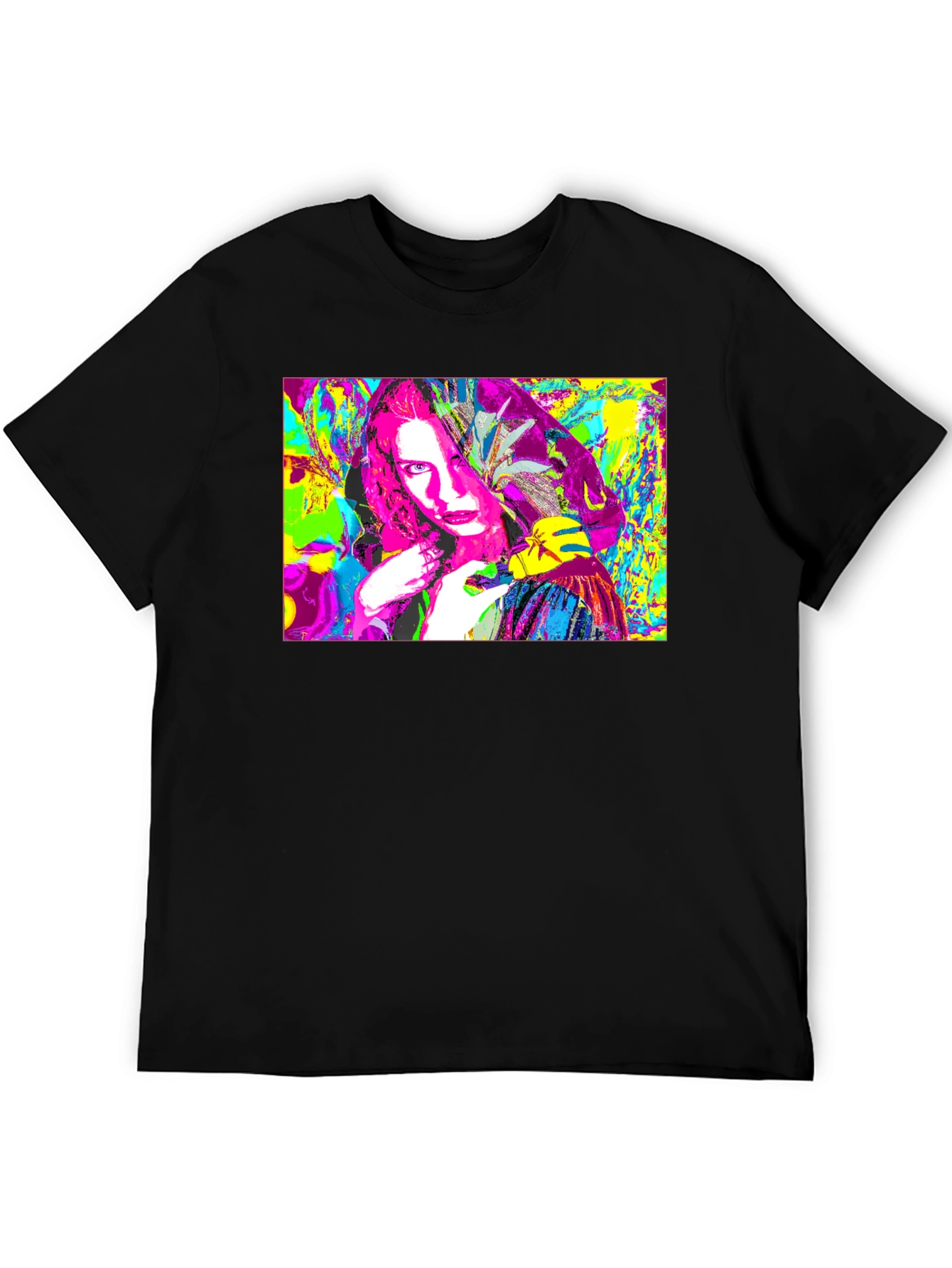 Black Abstract Pop Art Graphic Tee - Black Unisex T-Shirt view 5