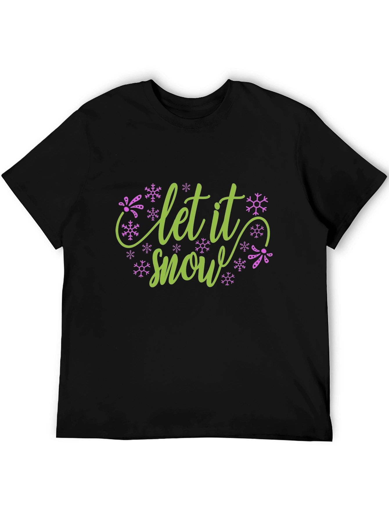 Black Let It Snow Graphic Tee - Winter Holiday Shirt view 5