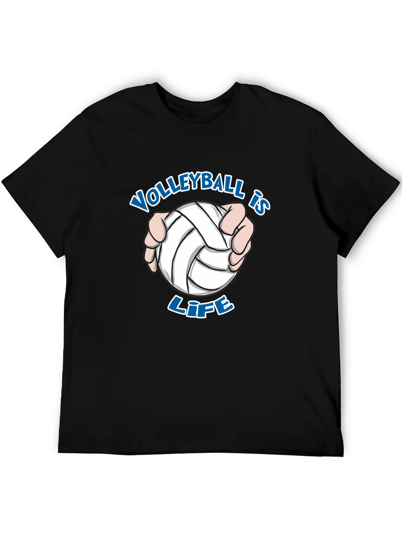 Black Volleyball is Life T-Shirt - Black Cotton Tee view 5