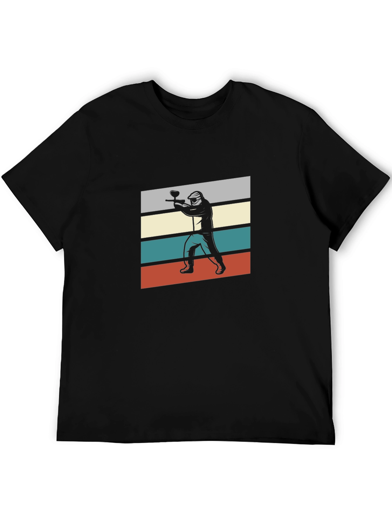 Black Paintball Player Graphic Tee - Black Cotton T-Shirt view 5