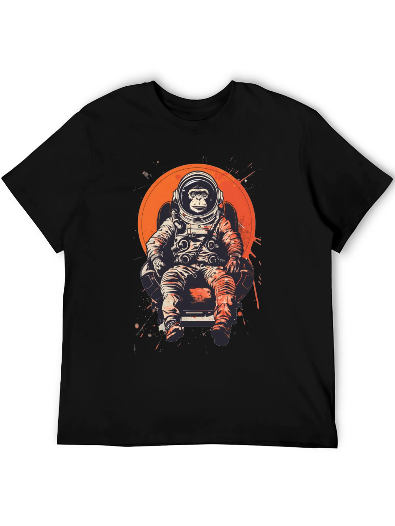 Black Astronaut Monkey T-Shirt - Space Chimpanzee Tee view 5