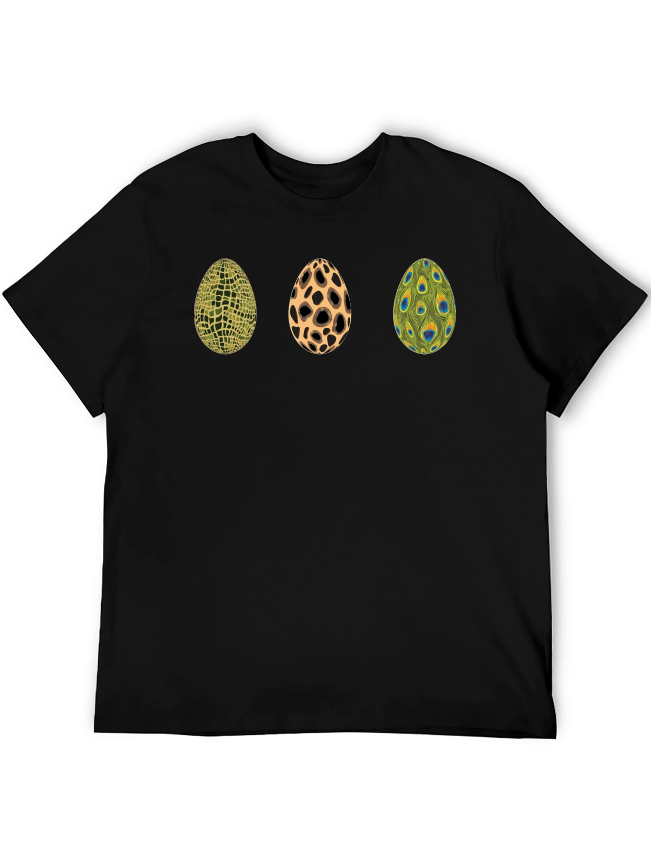 Black Novelty Egg Pattern Graphic T-Shirt view 5