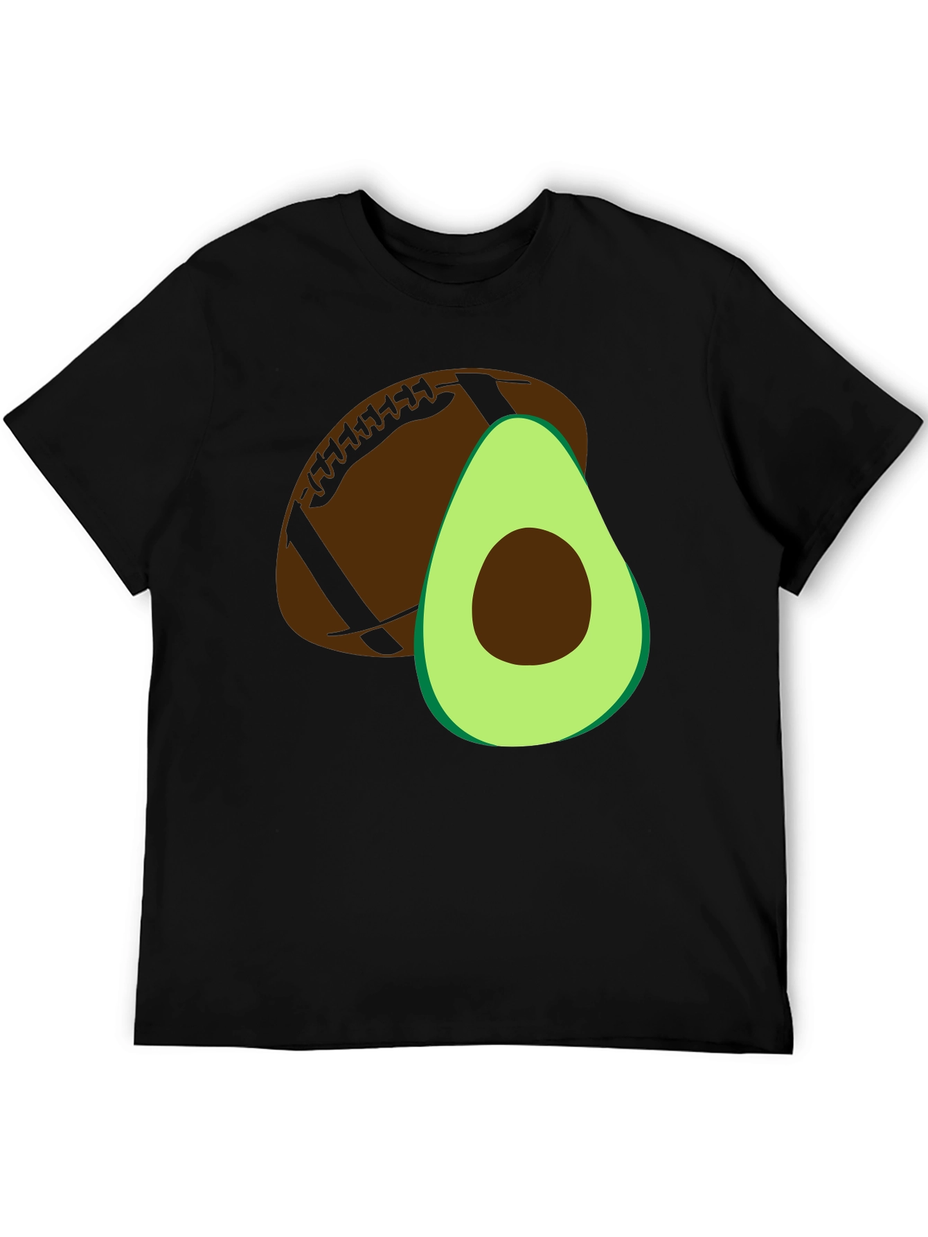 Black Avocado Football Graphic Tee - Casual Mens T-Shirt view 5