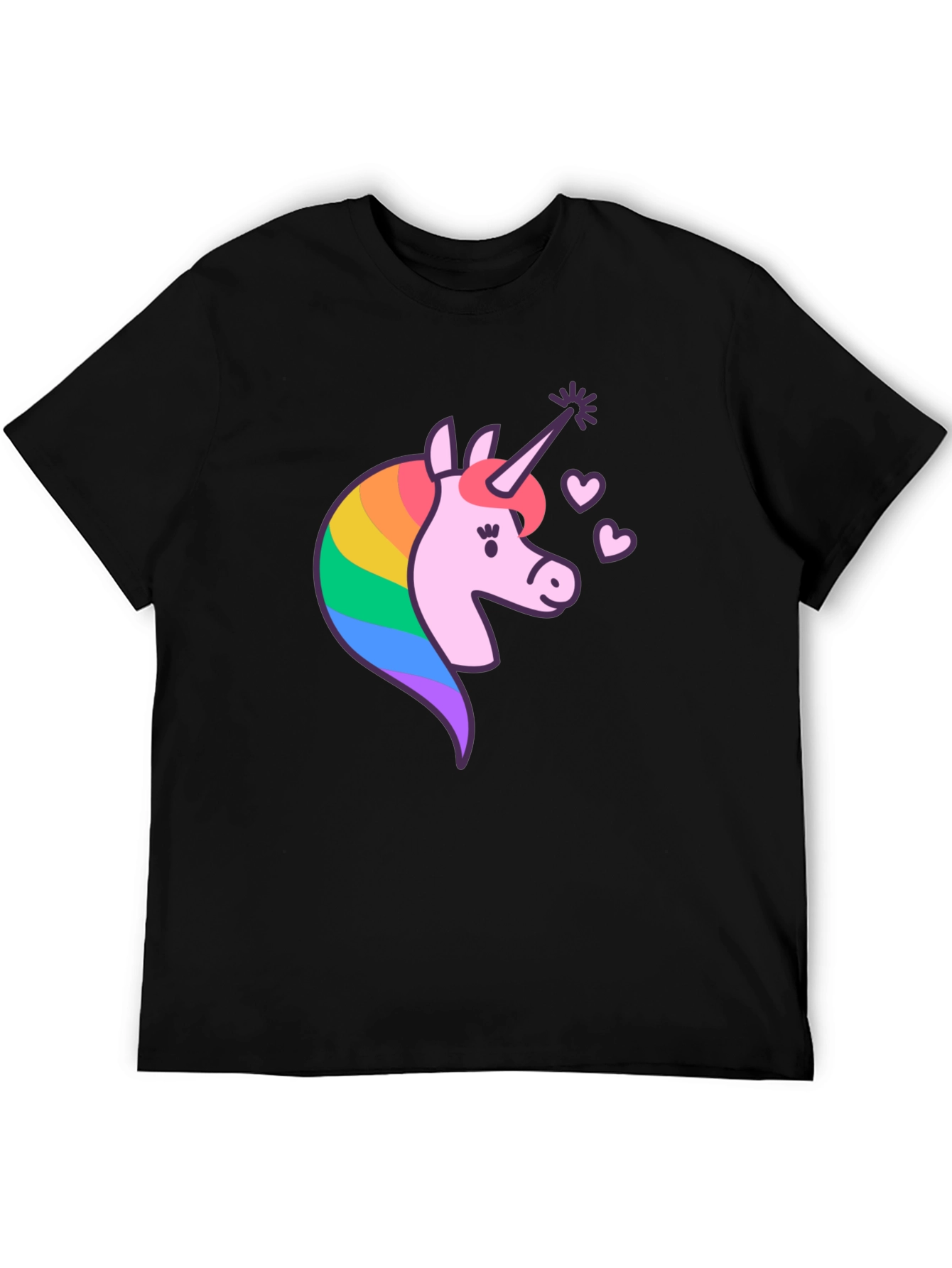Black Unicorn Graphic T-Shirt - Magical Rainbow Design view 5