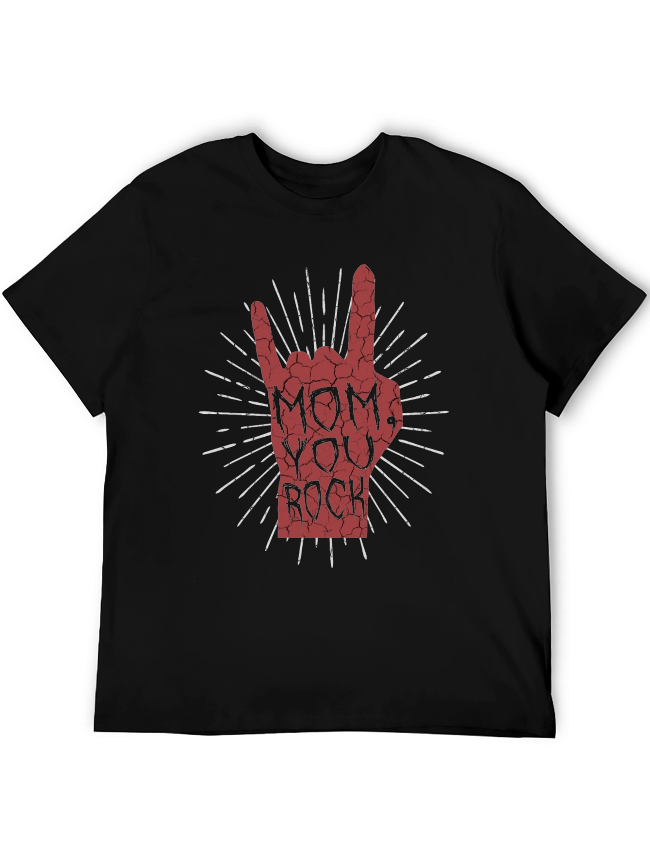 Black Mom You Rock Graphic T-Shirt - Black Crew Neck Tee view 5
