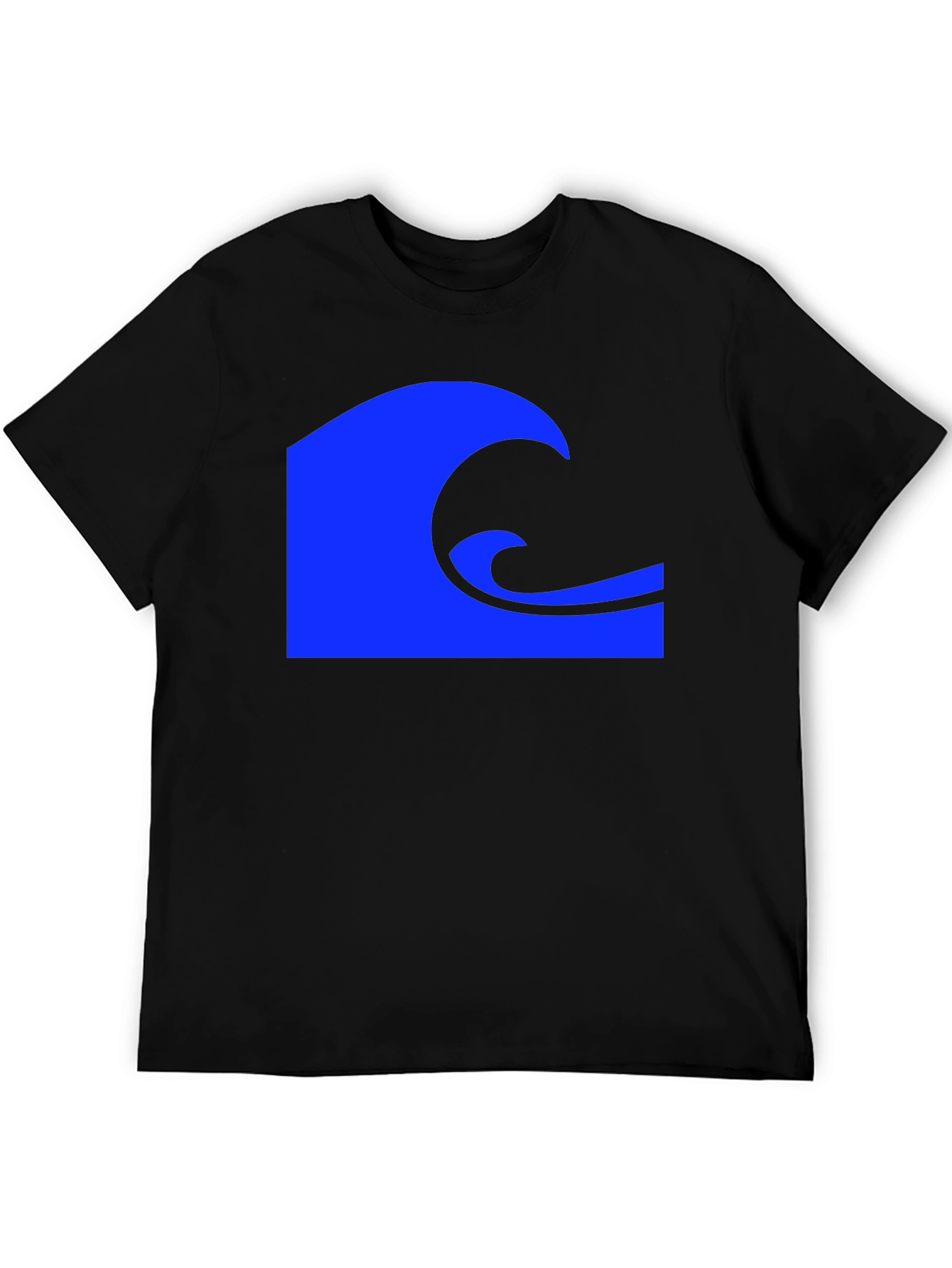 Black Blue Wave Graphic Black T-Shirt view 5