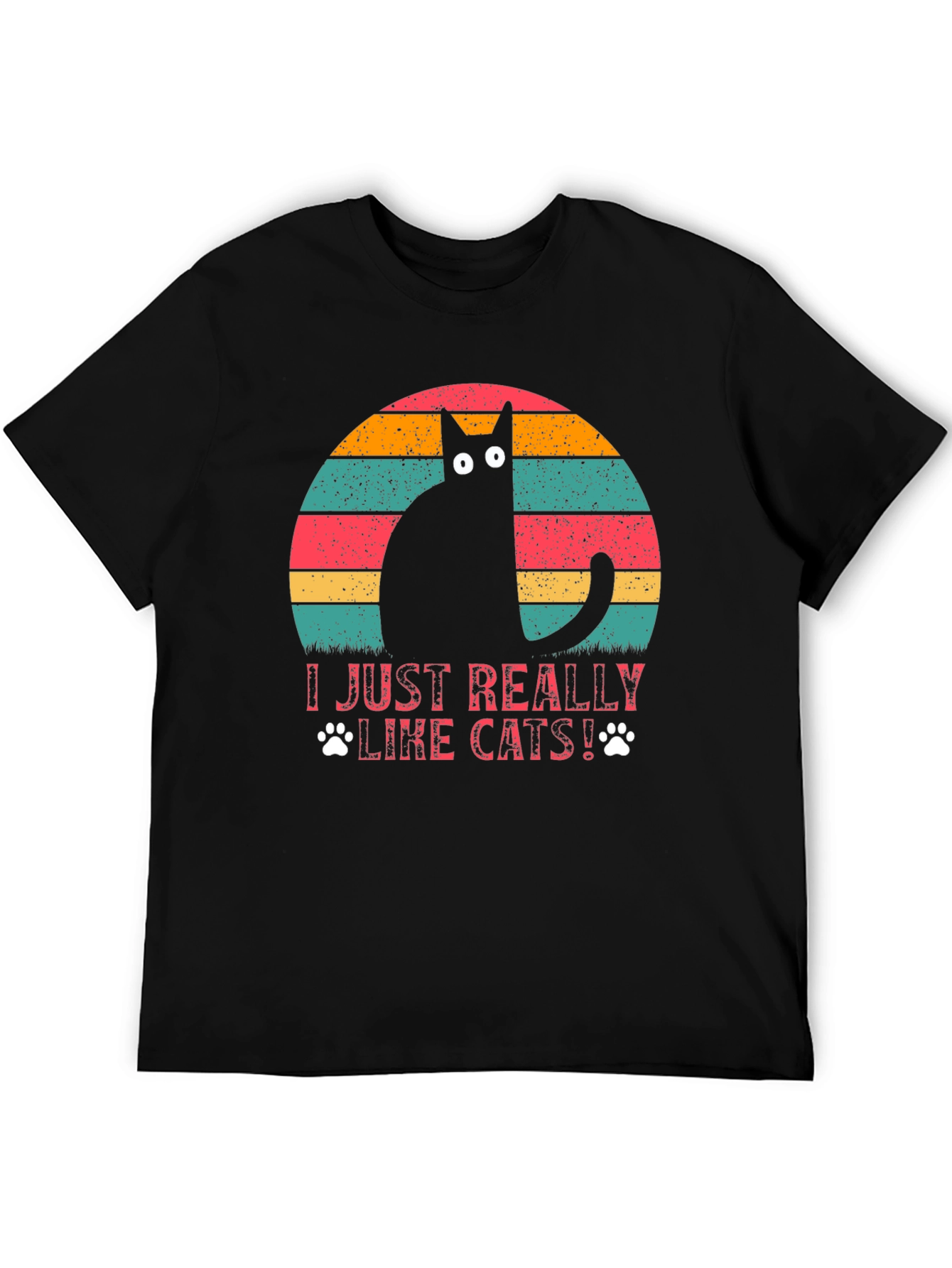 Black I Just Really Like Cats! T-Shirt view 5