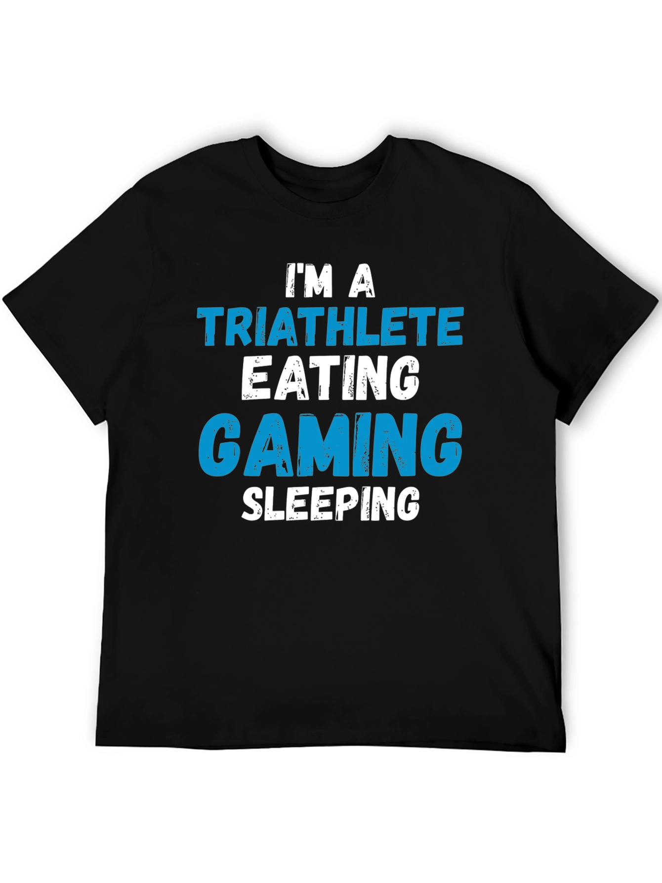 Black Triathlete Gaming Sleeping T-Shirt - Funny Sport Tee view 5