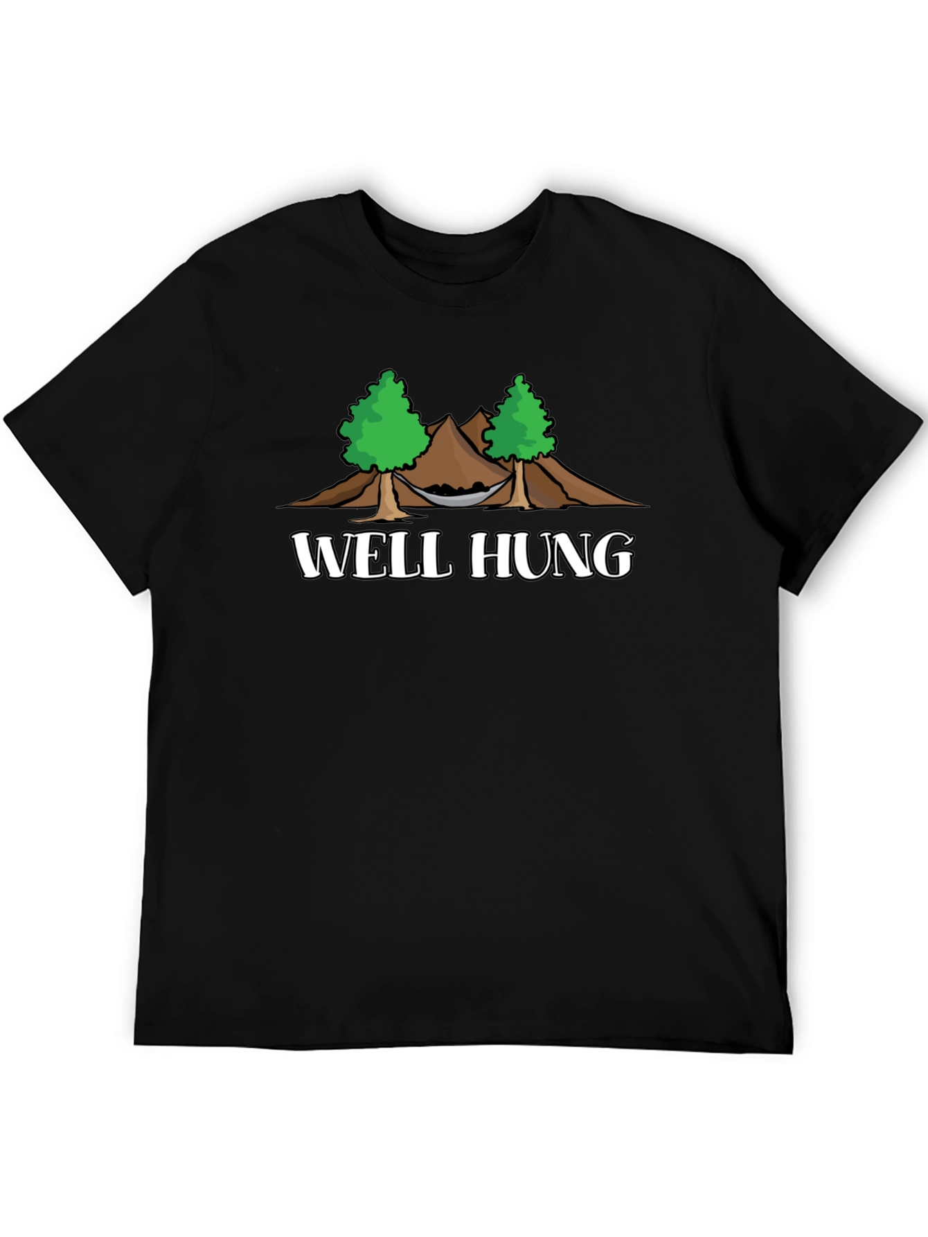 Black Well Hung Hammock T-Shirt - Funny Camping Graphic Tee view 5